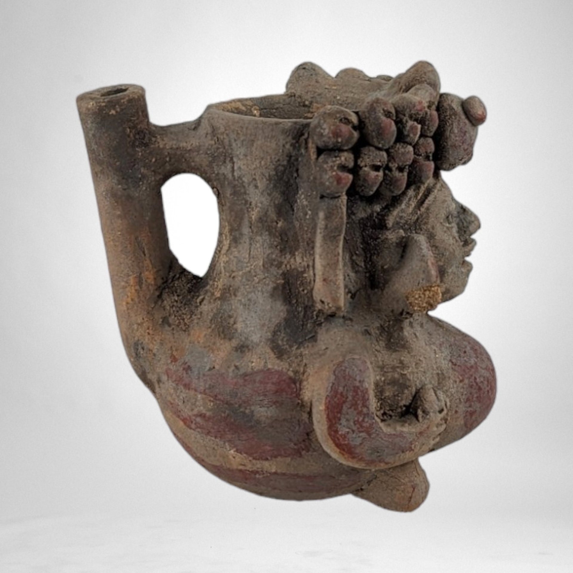 Vintage Clay Vessel | Moche Inspired Design | Ancient Art Style | Unique Decor | History Buff Gift