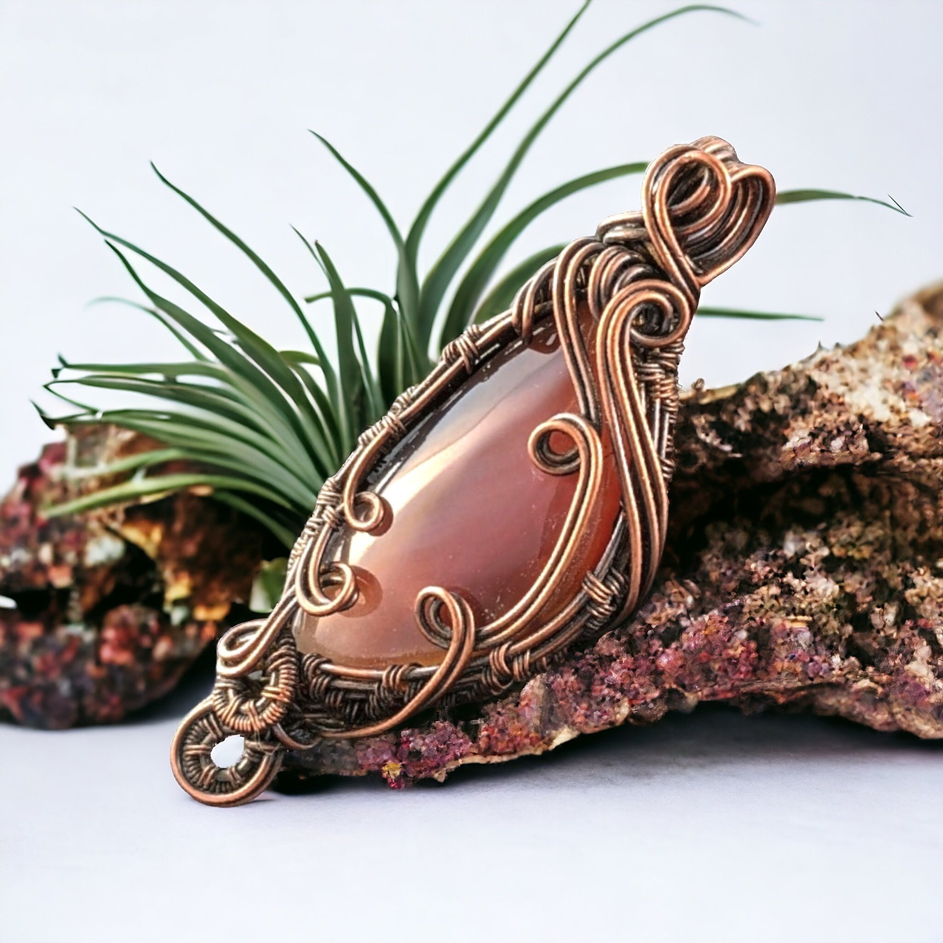 Handmade Wire Wrapped Copper Labradorite Pendant | Unique Gemstone Jewelry | Artisan Crafted Necklace | Bohemian Style Accessory