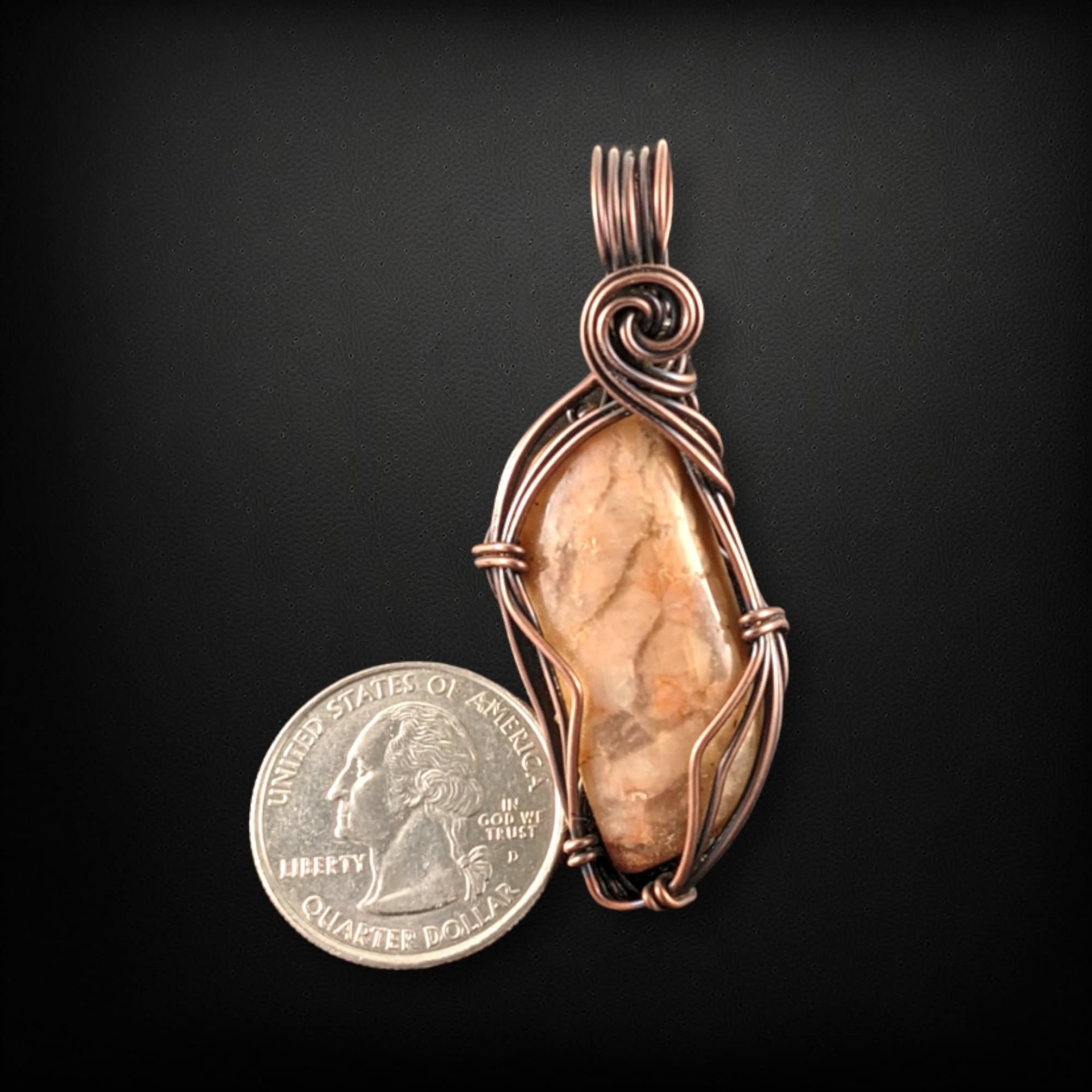 Handmade Copper Wire Wrapped Jasper Pendant, Rustic Patina, Unique Stone Jewelry, Gift for Her, Bohemian Pendant