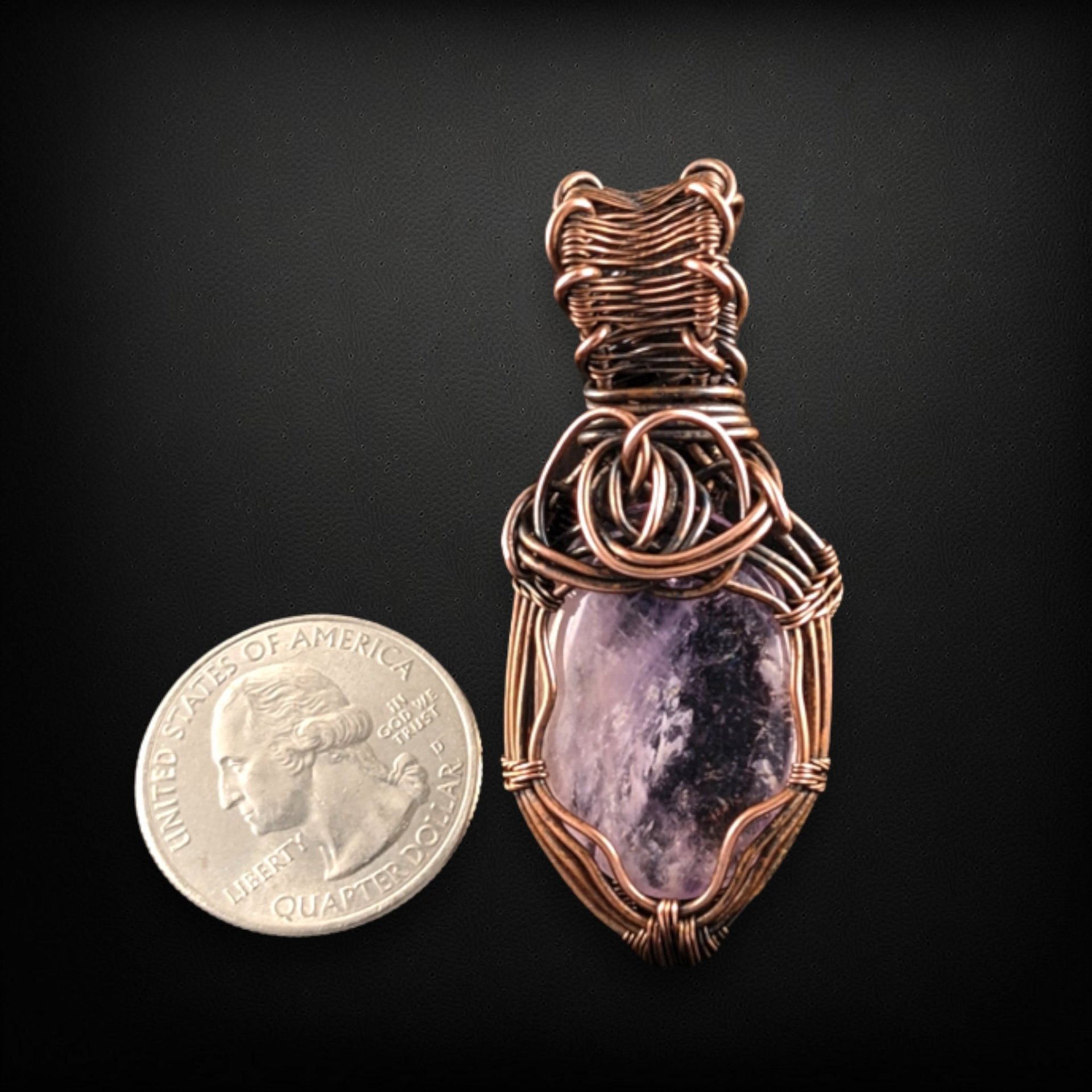 Handmade Copper Wire Wrapped Amethyst Pendant | Antiqued Copper Jewelry | Unique Gift for Crystal Lovers | Boho Chic Necklace Pendant