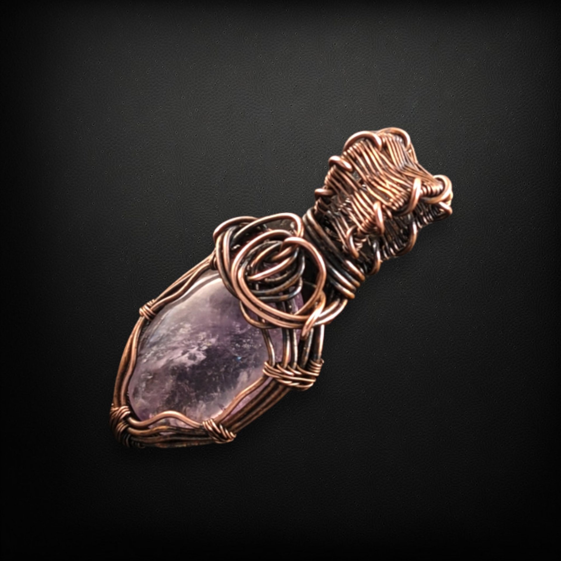 Handmade Copper Wire Wrapped Amethyst Pendant | Antiqued Copper Jewelry | Unique Gift for Crystal Lovers | Boho Chic Necklace Pendant