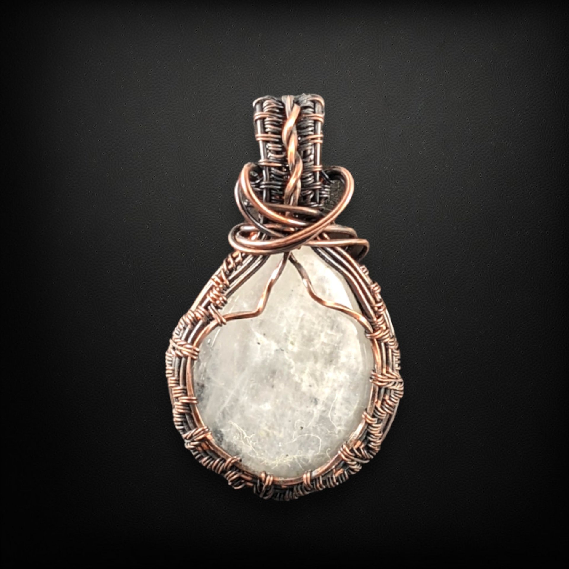 Handcrafted Copper Wire Wrapped Moonstone Pendant | Unique Boho Jewelry | Ethereal Charm