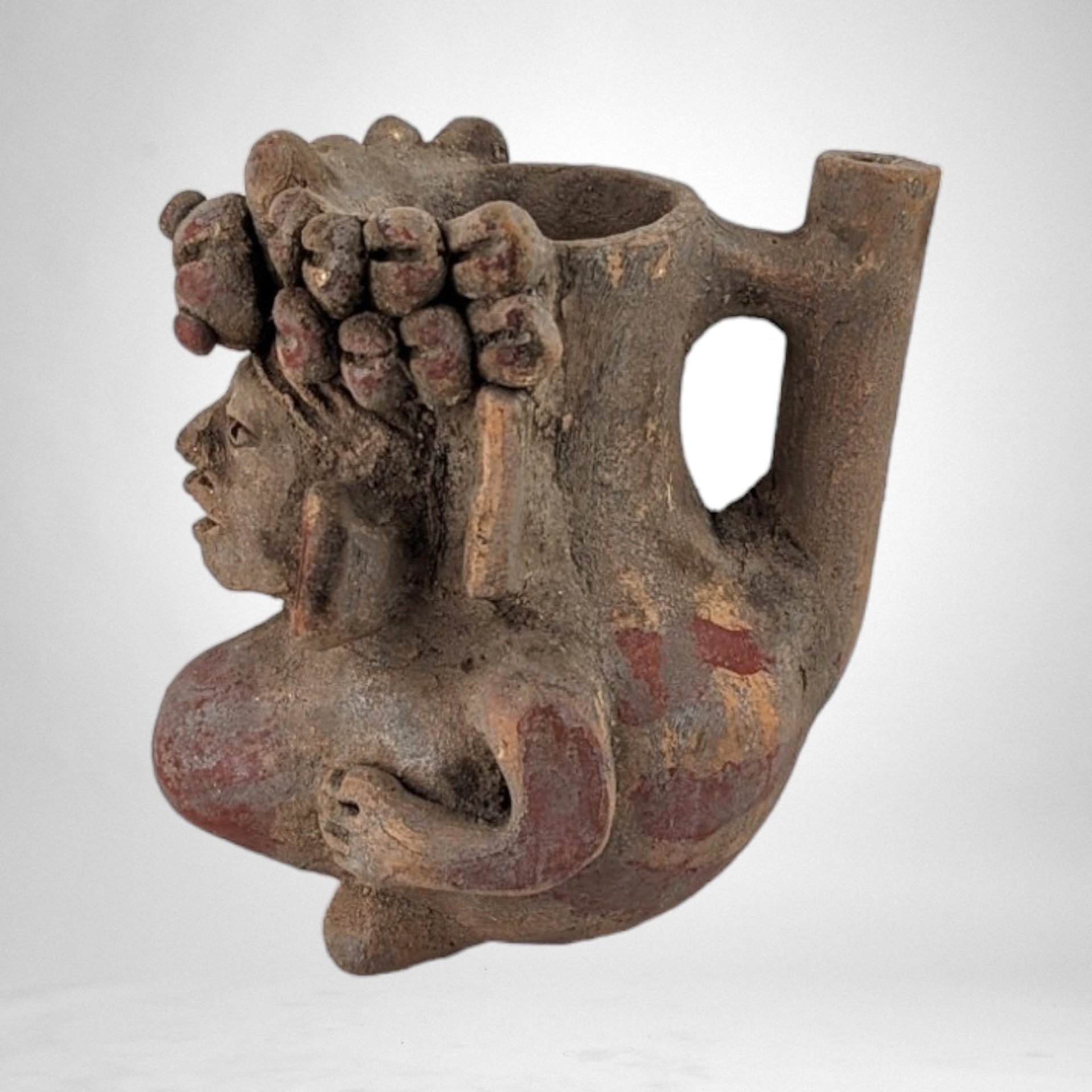 Vintage Clay Vessel | Moche Inspired Design | Ancient Art Style | Unique Decor | History Buff Gift