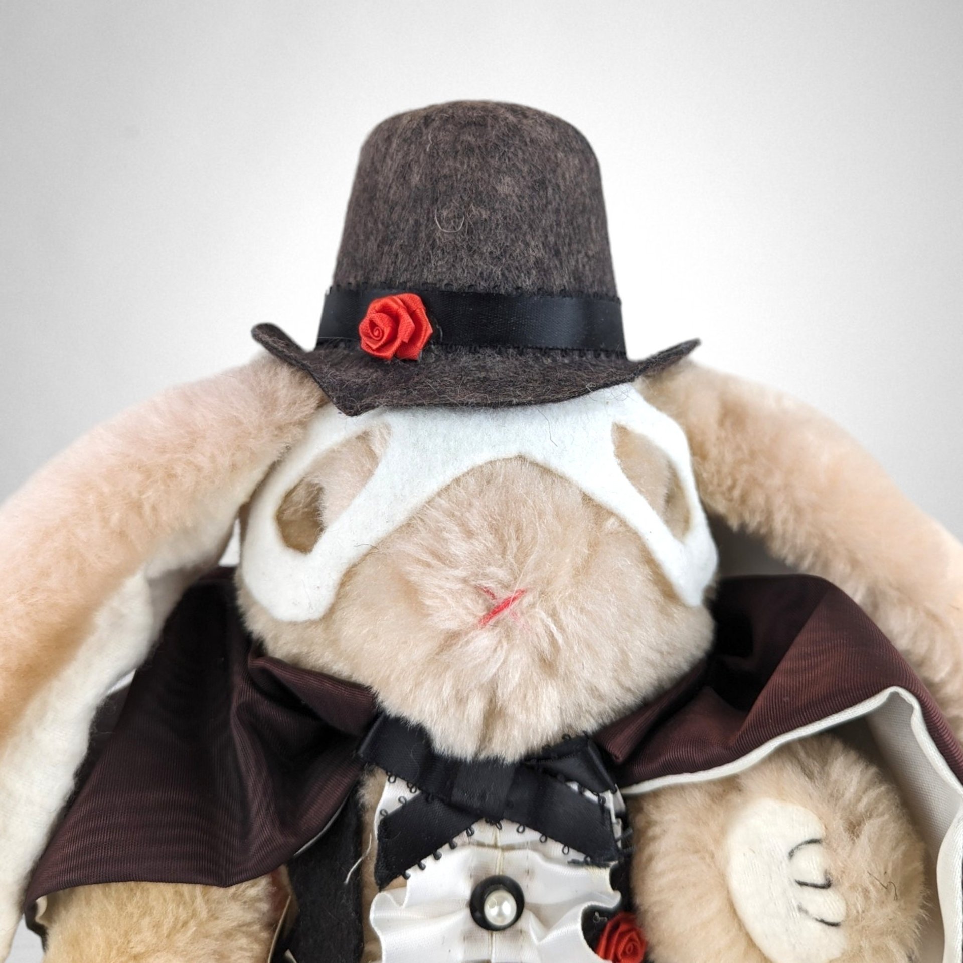 Vintage The Phantom Bunny Plush by Caryn, 11.5" Tall, Collectible Stuffed Animal, Soft Toy