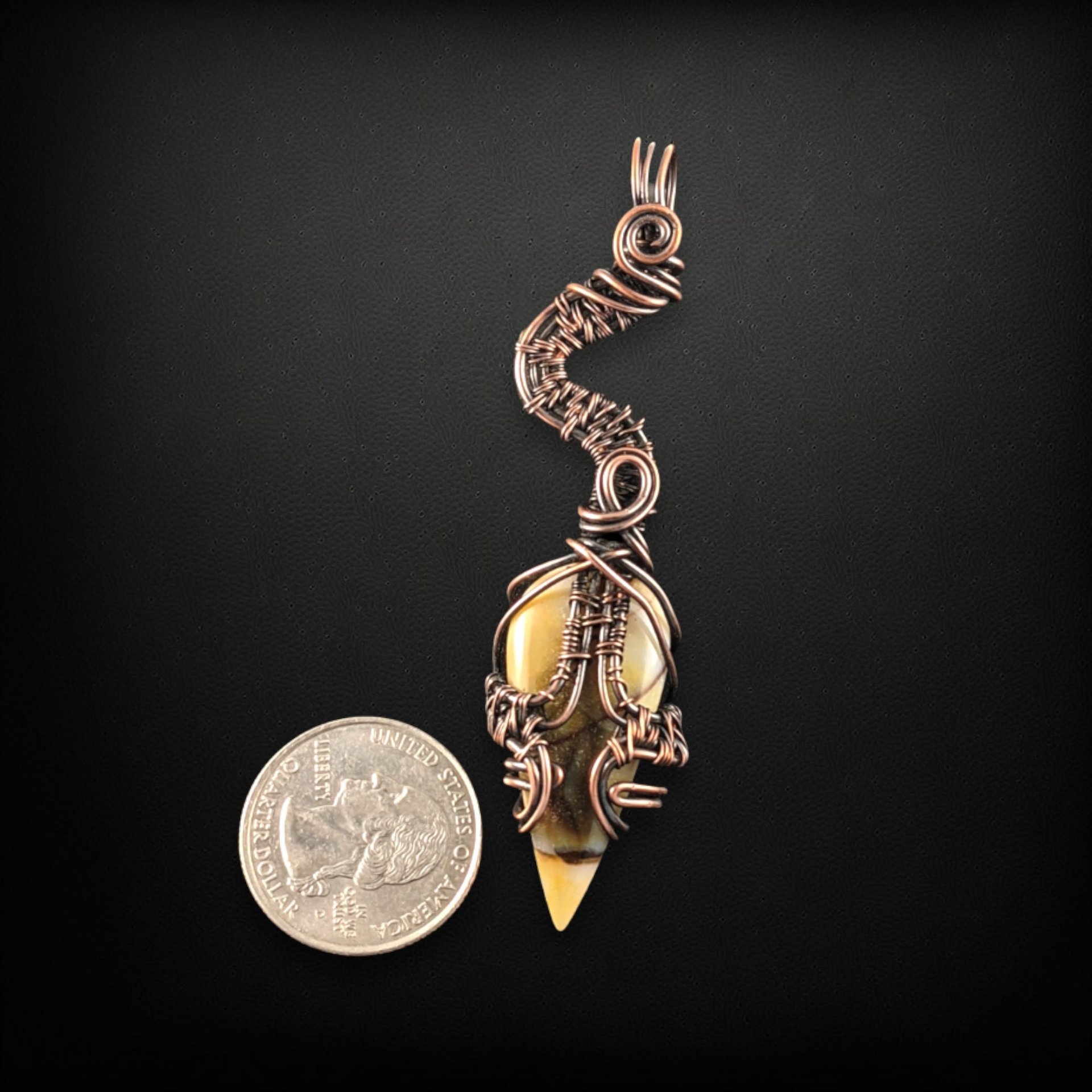 Handmade Copper Wire Wrapped Agate Pendant - Unique Statement Jewelry, Antiqued Copper, Gemstone Gift for Women