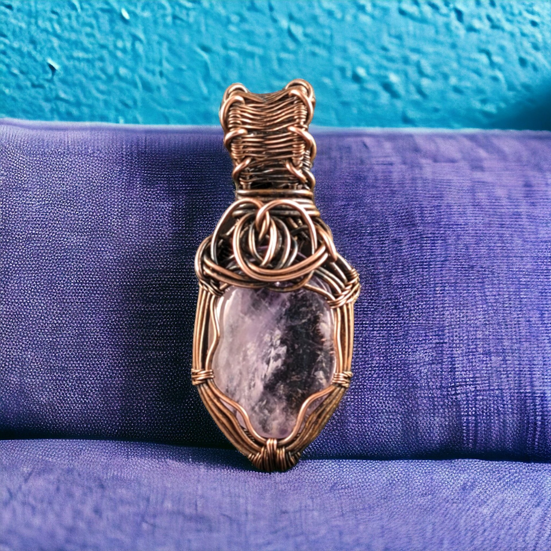 Handmade Copper Wire Wrapped Amethyst Pendant | Antiqued Copper Jewelry | Unique Gift for Crystal Lovers | Boho Chic Necklace Pendant