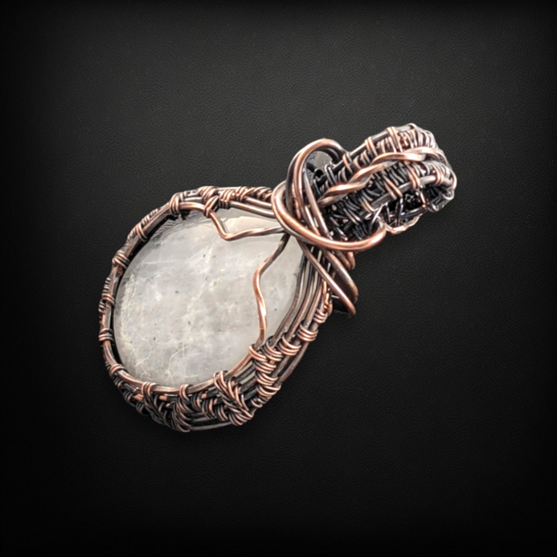 Handcrafted Copper Wire Wrapped Moonstone Pendant | Unique Boho Jewelry | Ethereal Charm