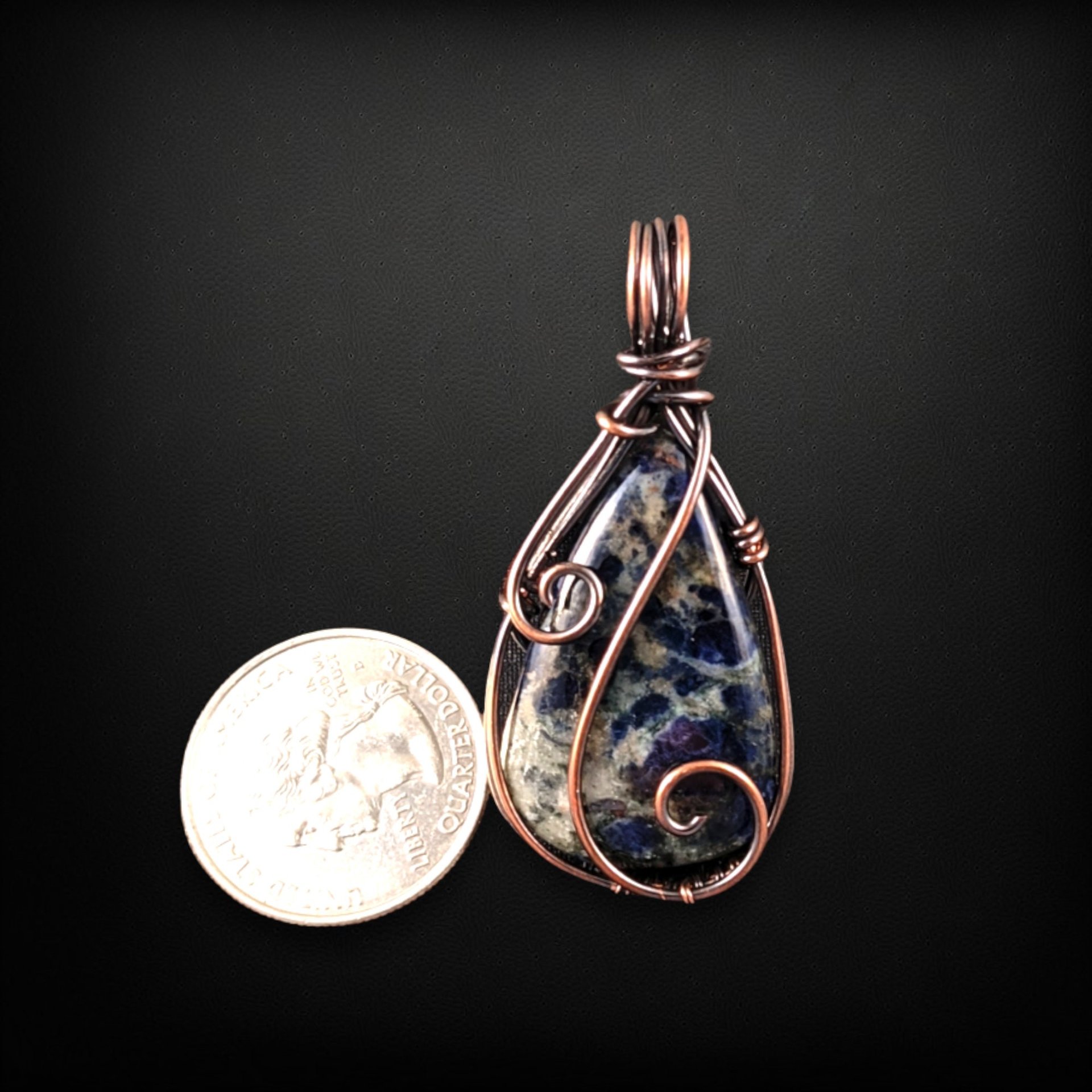 Handcrafted Copper Wire Wrapped Sodalite Pendant | Unique Boho Jewelry | Calming Stone