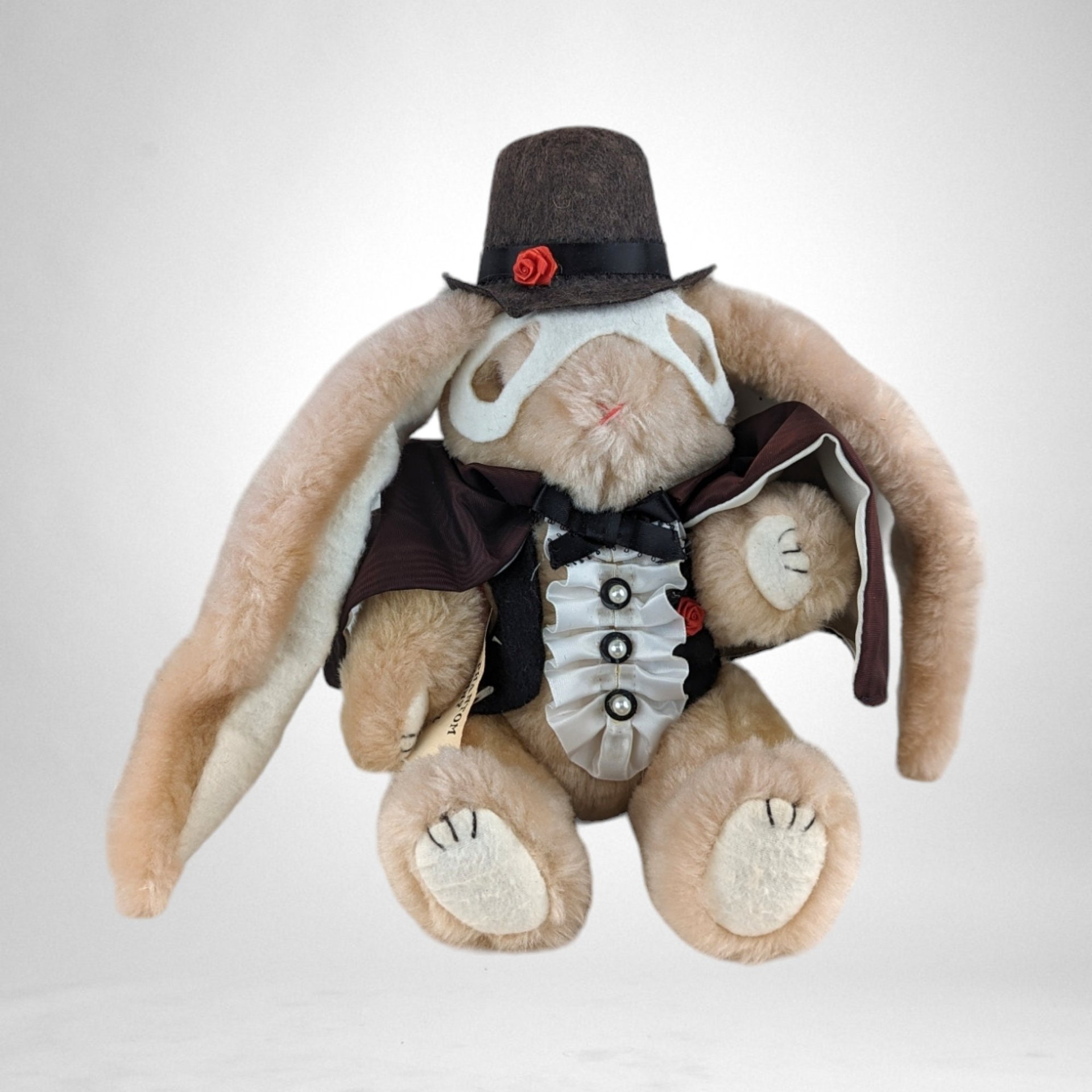 Vintage The Phantom Bunny Plush by Caryn, 11.5" Tall, Collectible Stuffed Animal, Soft Toy
