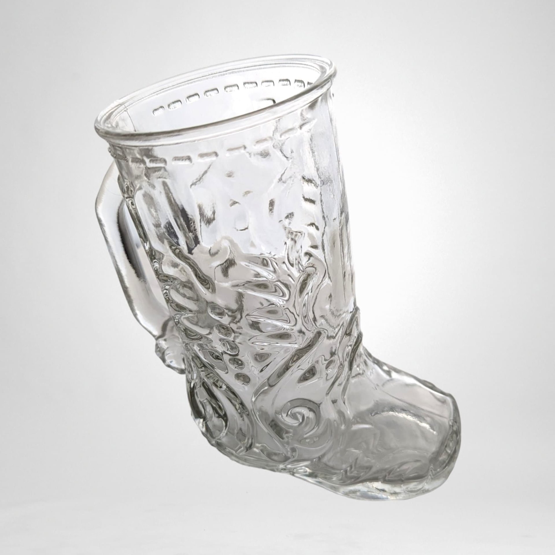 Vintage Clear Glass Cowboy Boot Stein | Western Decor | Unique Drinking Glass | Barware