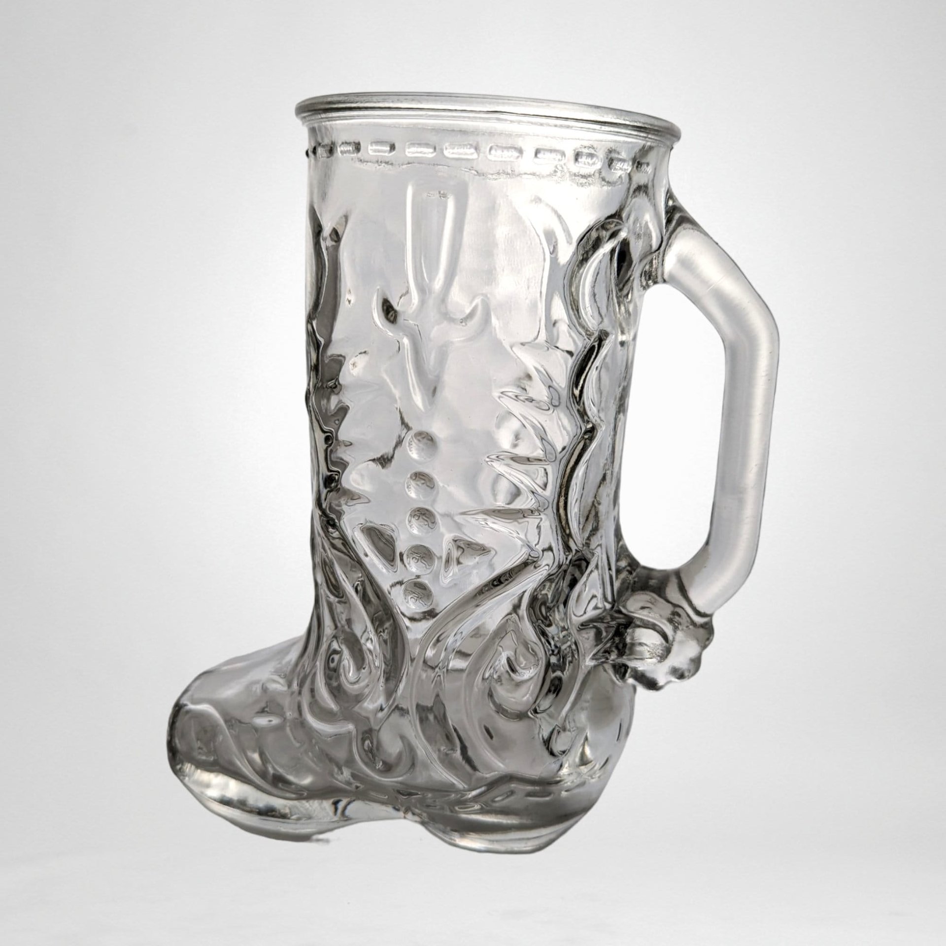 Vintage Clear Glass Cowboy Boot Stein | Western Decor | Unique Drinking Glass | Barware
