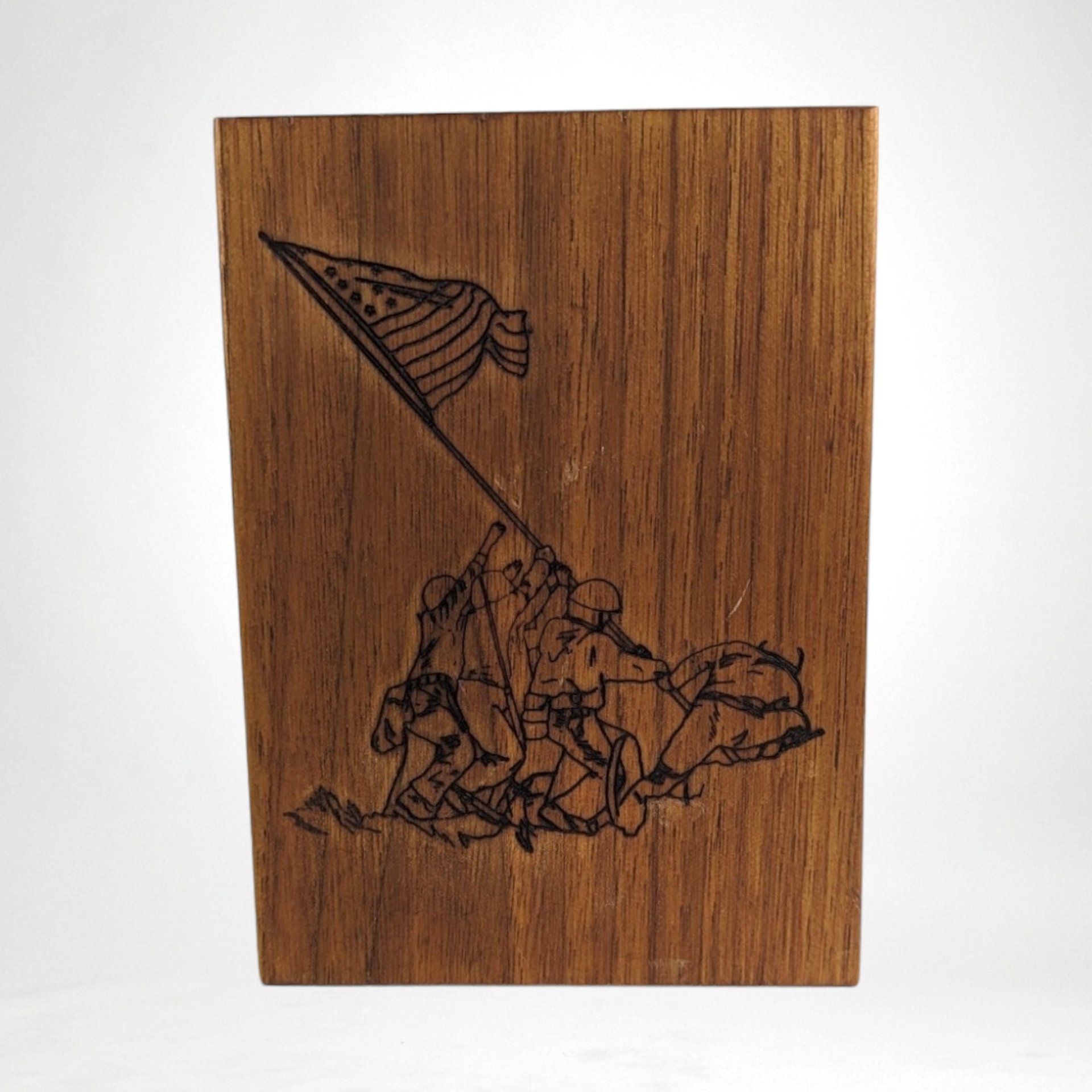 Vintage Toystalgia US Marines Wooden Music Box Bank, Military Collectible, Patriotic Decor,  Iwo Jima Scene, Gift for Veteran
