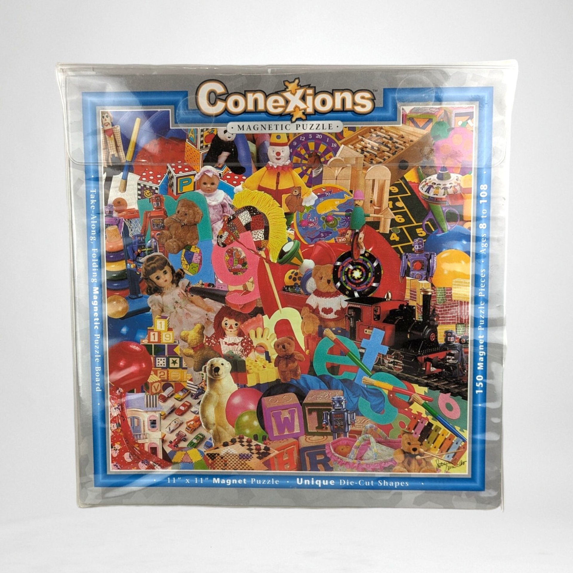 Vintage 1999 Conexions 11x11 Magnetic Puzzle with 150 Unique Die-Cut Shapes