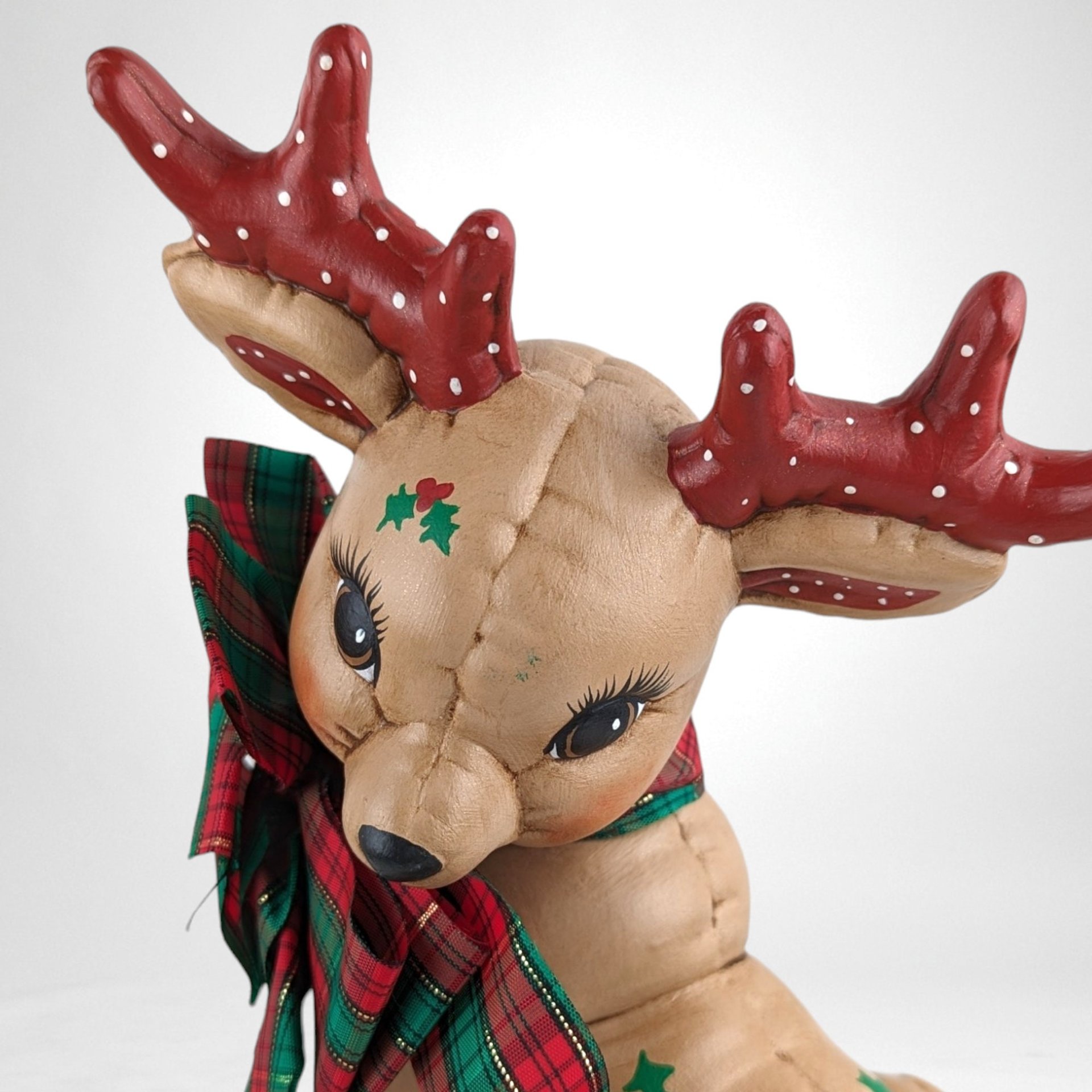 Hand-Painted Reindeer Figurine | Vintage Ceramic | Christmas Decoration | 9"