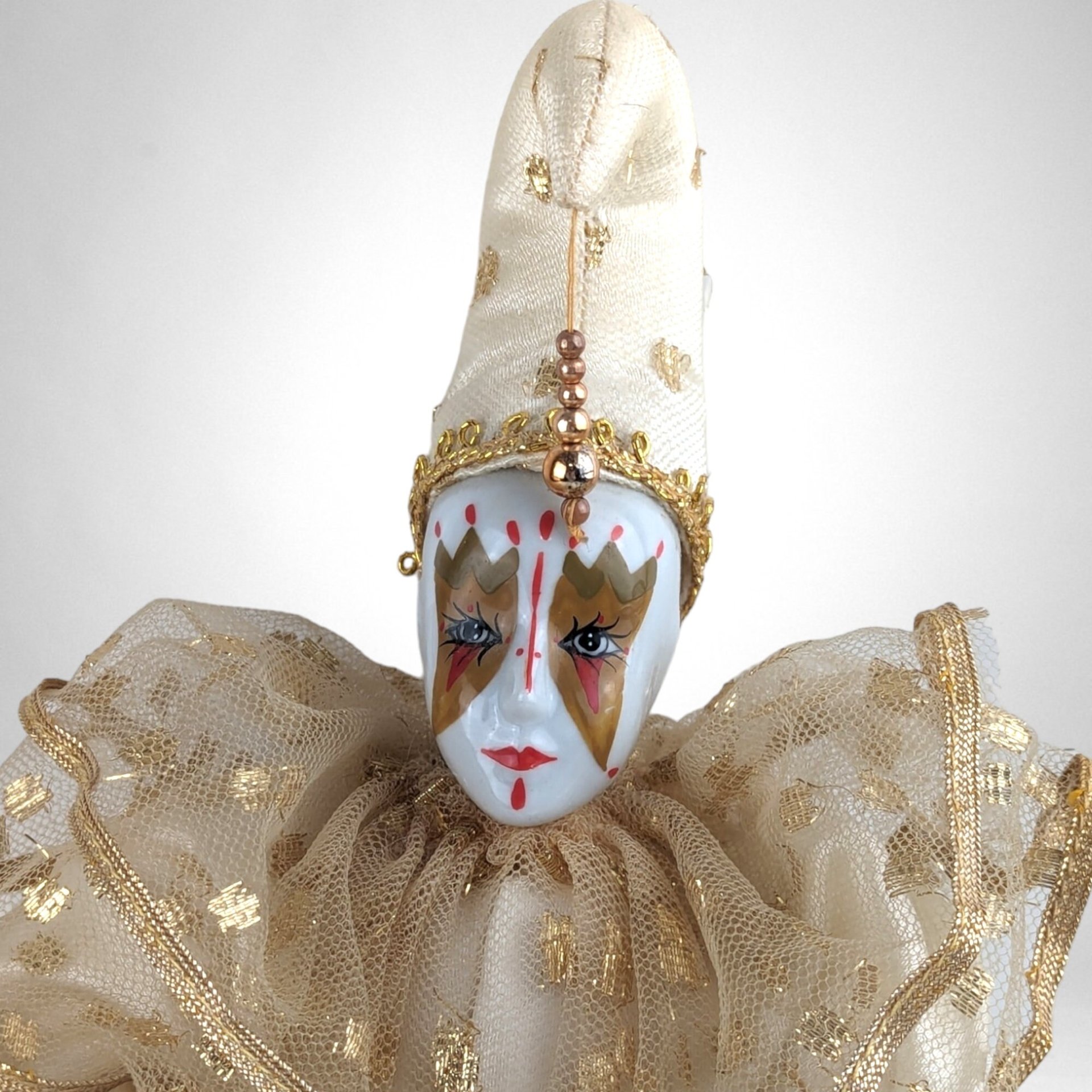 Vintage Harlequin 14" Doll In Gold