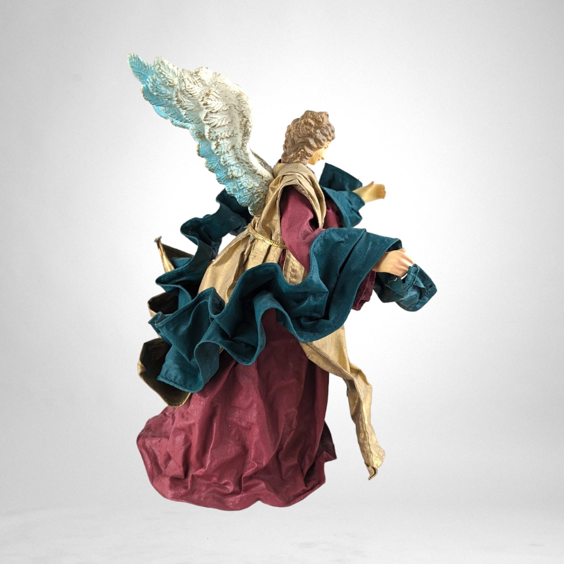 Vintage Fabric Angel Tree Topper | Green and Red | Christmas Decor | Holiday Decor | Angel Tree Ornament | Vintage Christmas