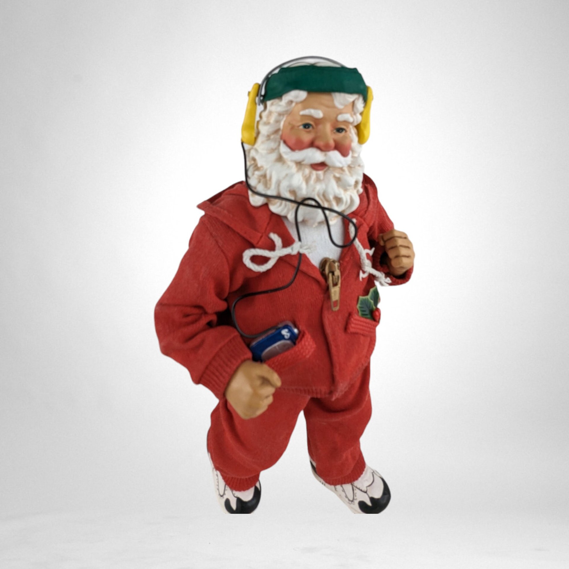 Vintage 1999 Clothtique Possible Dreams "Fitness, Getting in Shape" Santa Figure, 10" Santa in Red Tracksuit, Christmas Decor