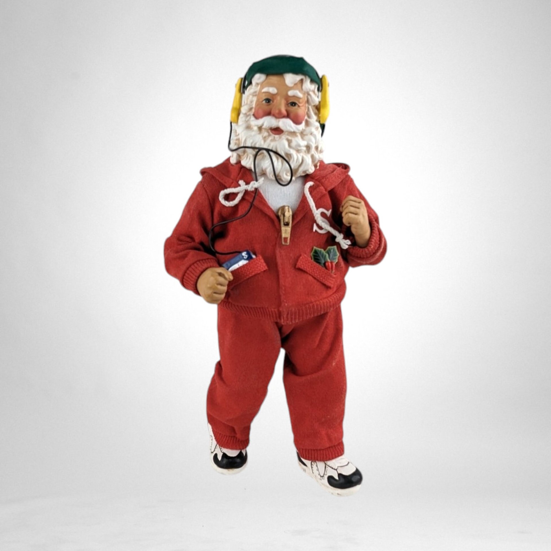 Vintage 1999 Clothtique Possible Dreams "Fitness, Getting in Shape" Santa Figure, 10" Santa in Red Tracksuit, Christmas Decor