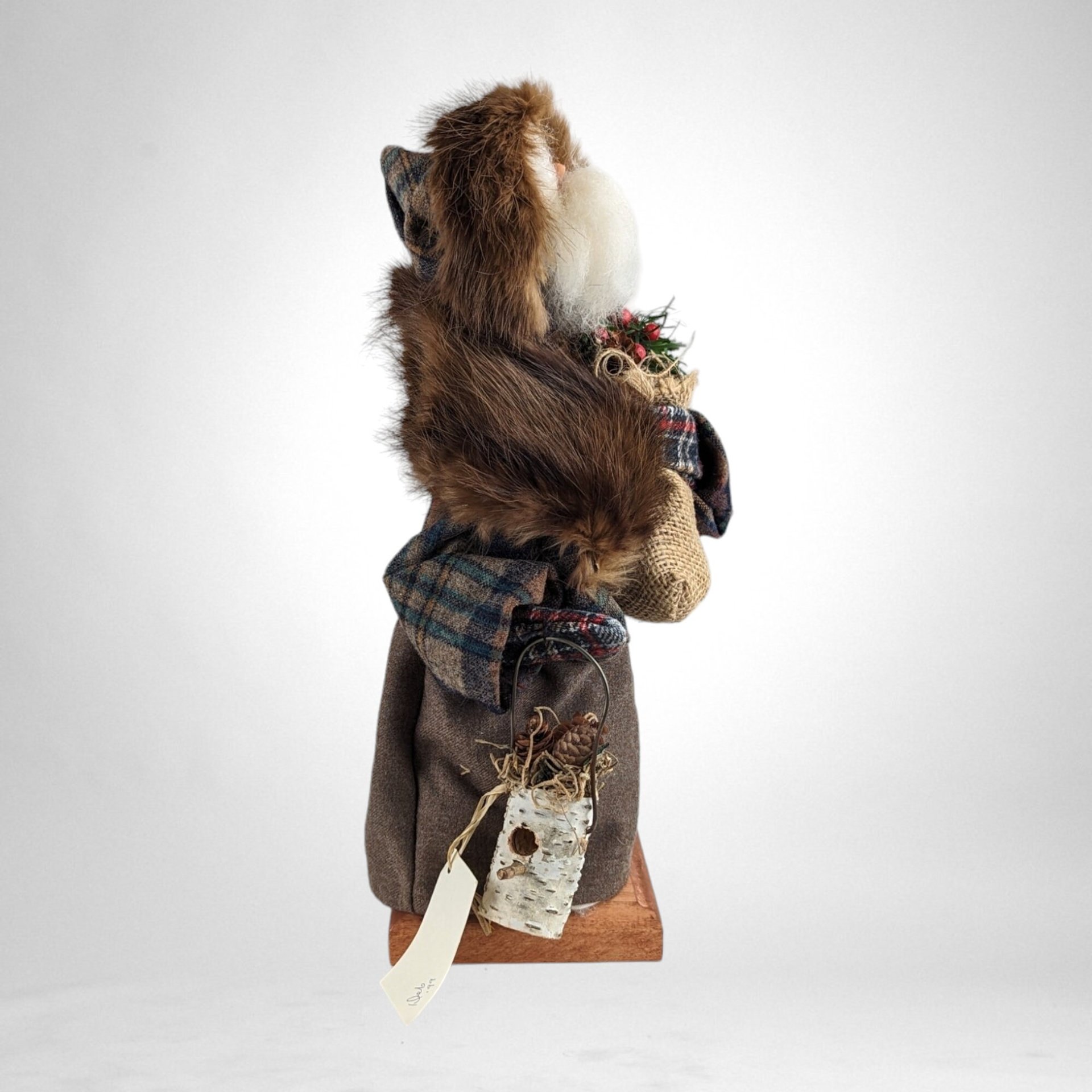 1999 Handmade Northwoods Santa Figure | Minnesota Folk Art | Rustic Christmas Decor | 12" Santa with Birdhouse | Winter Woodland Decor