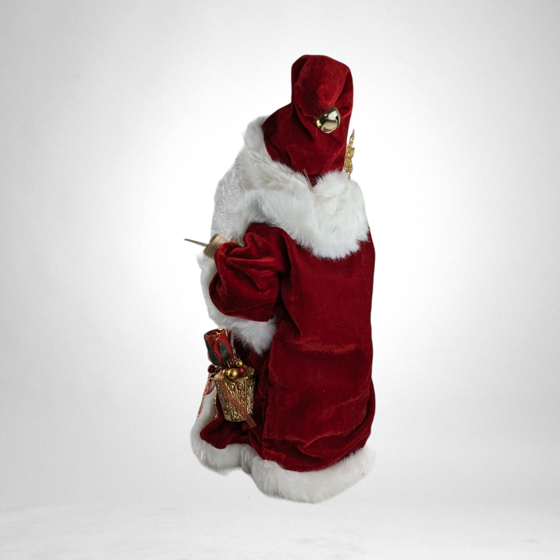 Vintage Fiber Optic Santa Tree Topper | 17" Lighted Christmas Decoration | Red and Gold Santa Claus | Festive Holiday Decor