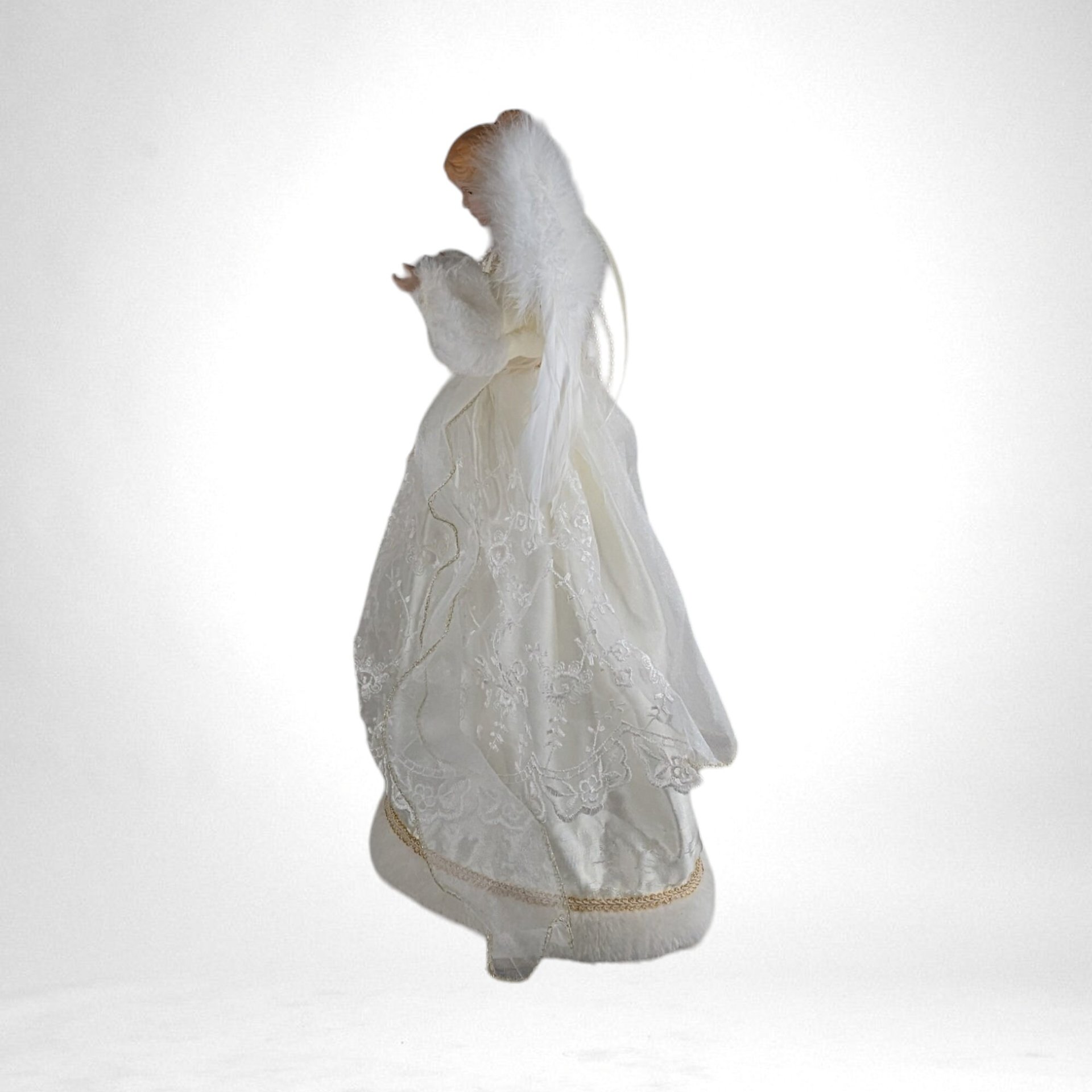 Vintage 17-Inch White Angel Tree Topper | Classic Christmas Decor | Collectible Holiday Accent | Elegant Holiday Decoration