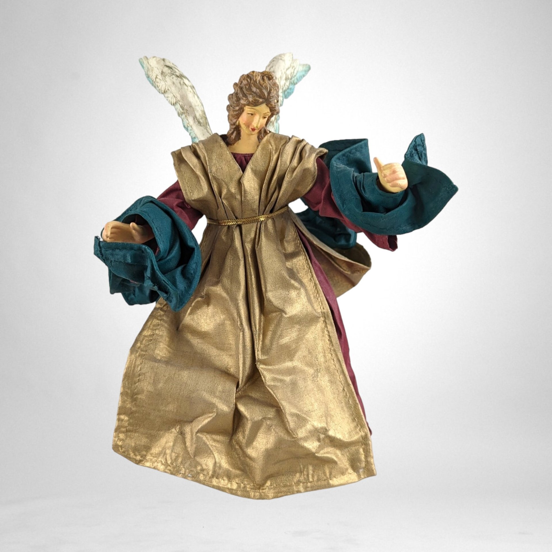 Vintage Fabric Angel Tree Topper | Green and Red | Christmas Decor | Holiday Decor | Angel Tree Ornament | Vintage Christmas