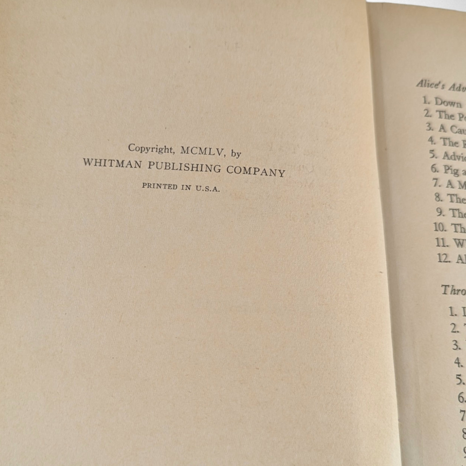 1955 Alice in Wonderland, Lewis Carroll, Hardcover Book