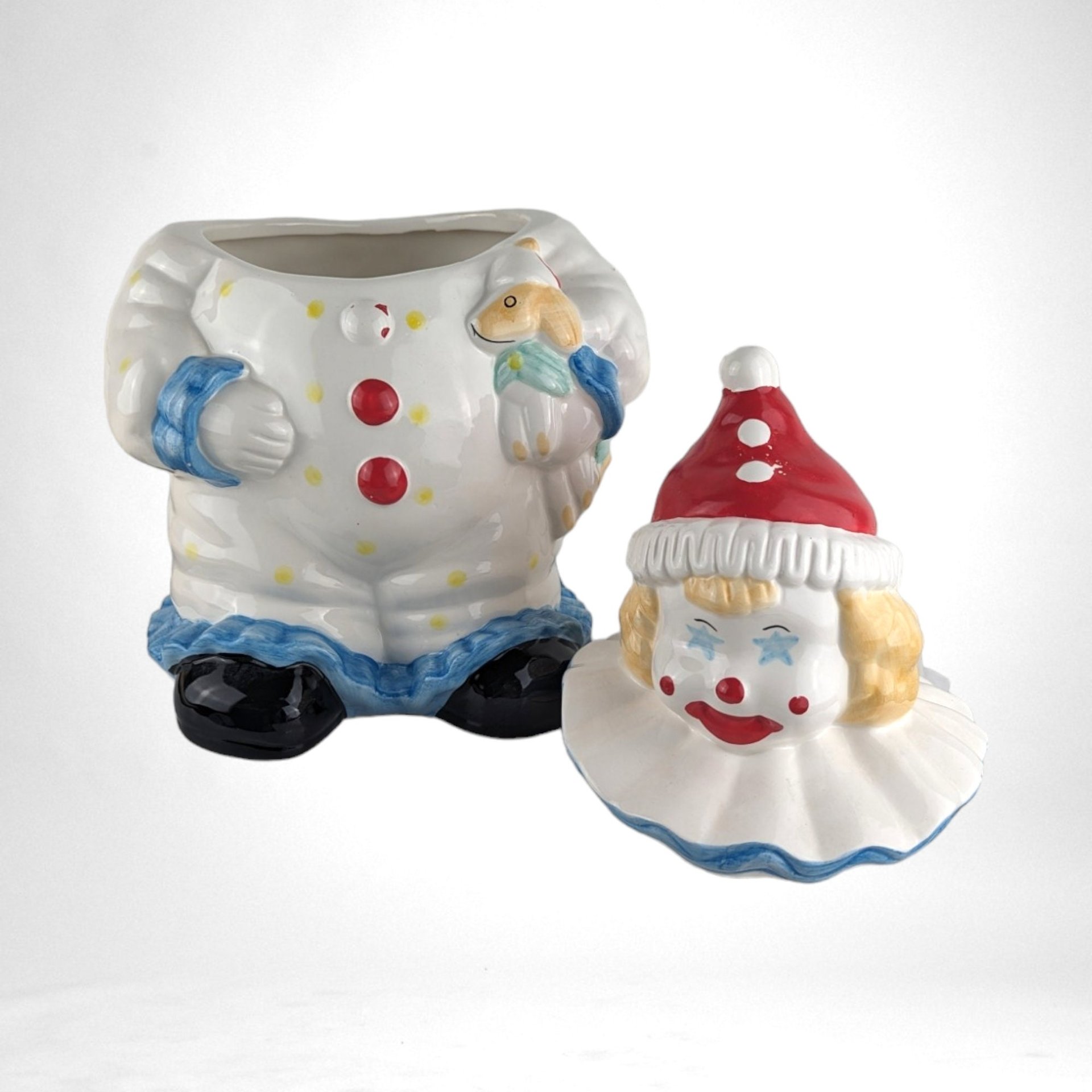 Vintage Ceramic Starry Eyed Clown Cookie Jar | Collectible Kitchen Decor | Fun Cookie Storage | Unique Gift for Collectors