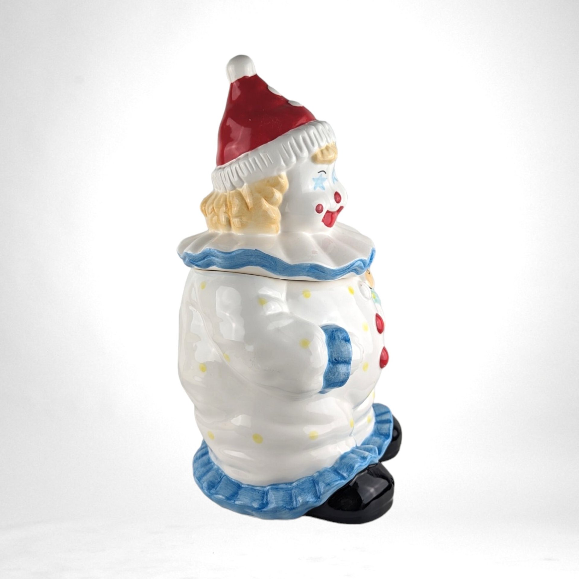 Vintage Ceramic Starry Eyed Clown Cookie Jar | Collectible Kitchen Decor | Fun Cookie Storage | Unique Gift for Collectors