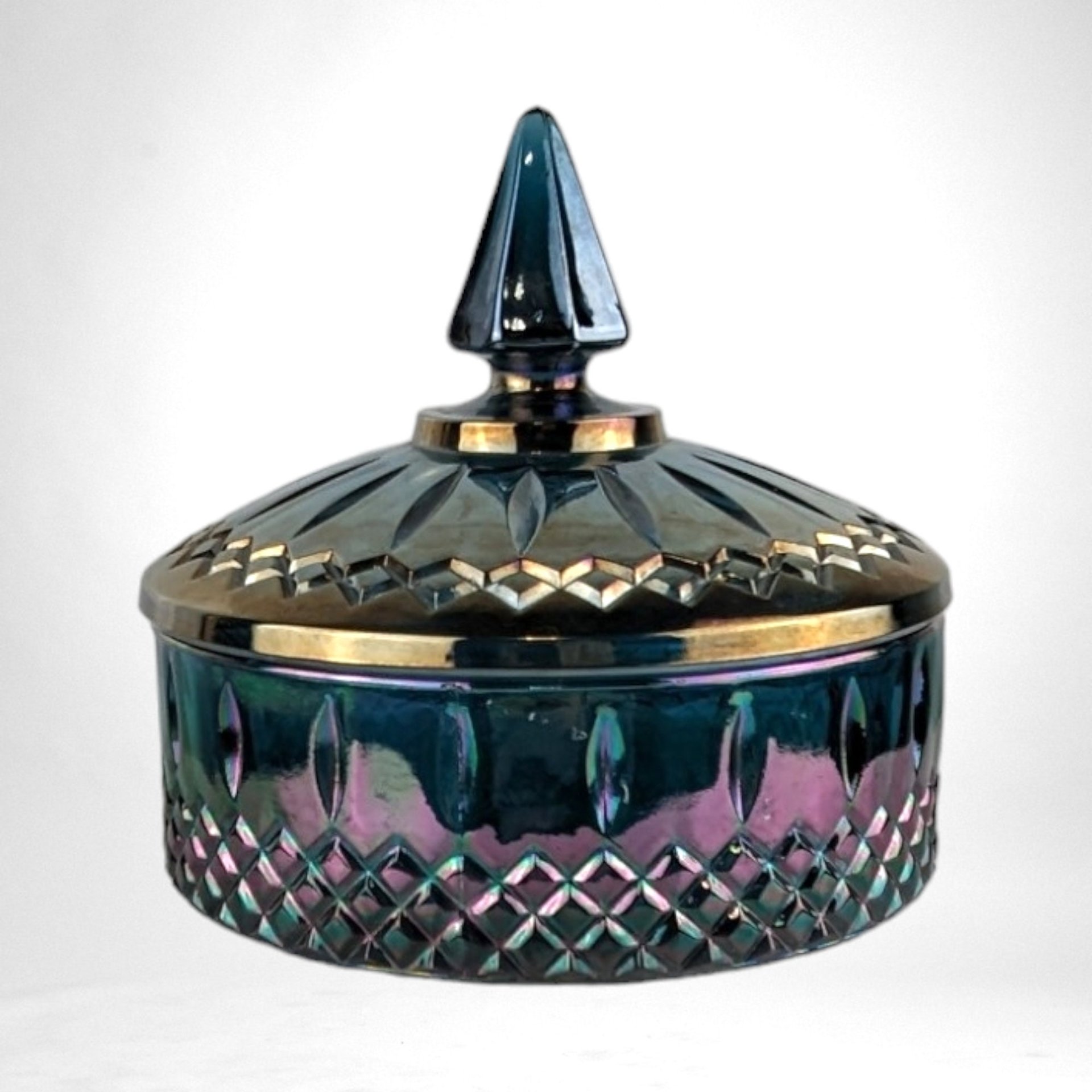 Vintage Indiana Glass Princess Carnival Glass Candy Dish, Iridescent Finish, Collectible Glassware, Home Decor, Gift Idea