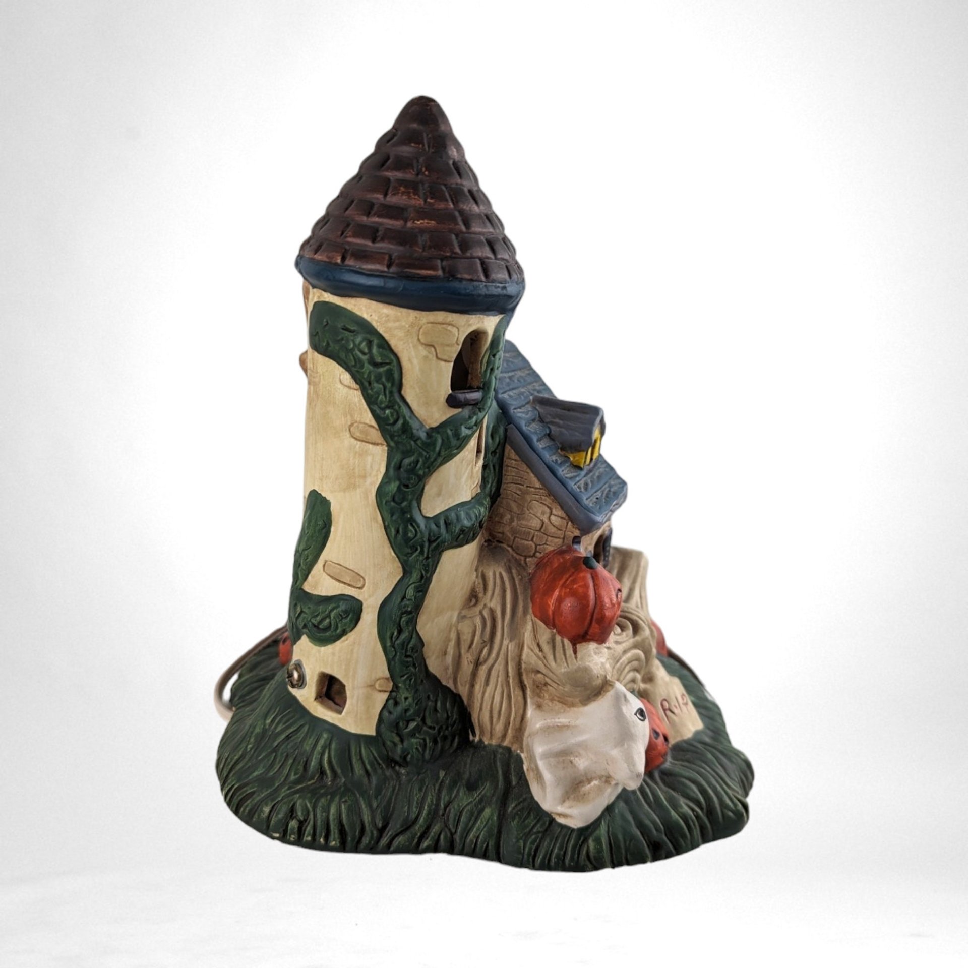1991 Haunted House Ceramic Light | Vintage Halloween Decor | 7.5" | Pacific Rim | 3 Lights