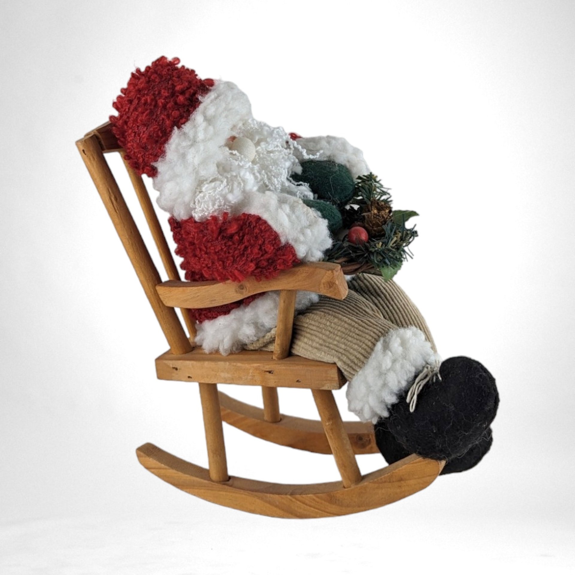Nostalgic Christmas Decor -  Vintage Santa Claus Figure in Rocking Chair - 9" - Holiday Decoration
