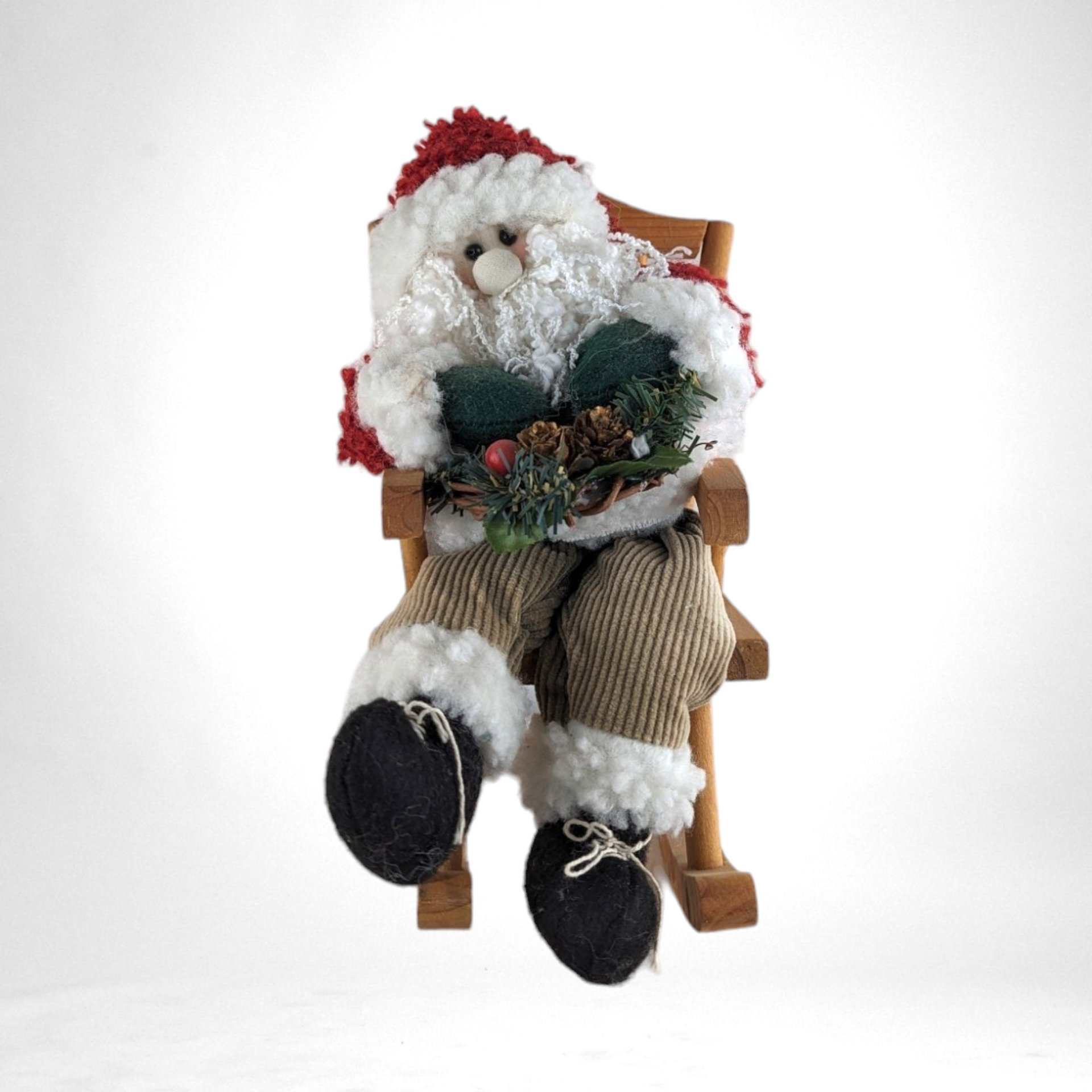 Nostalgic Christmas Decor -  Vintage Santa Claus Figure in Rocking Chair - 9" - Holiday Decoration