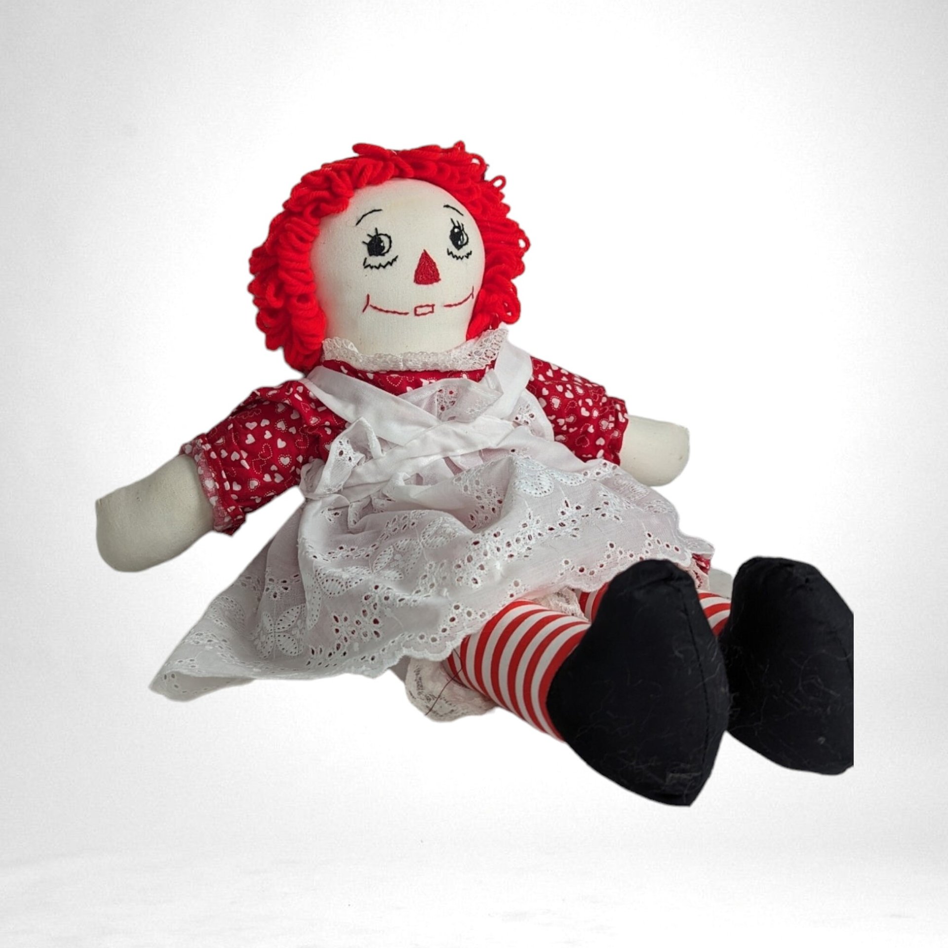 Vintage Handmade Raggedy Ann Plush Doll, 18.5", Collectible Doll, Soft Toy, Nursery Decor, Playroom Decor, Retro Toy