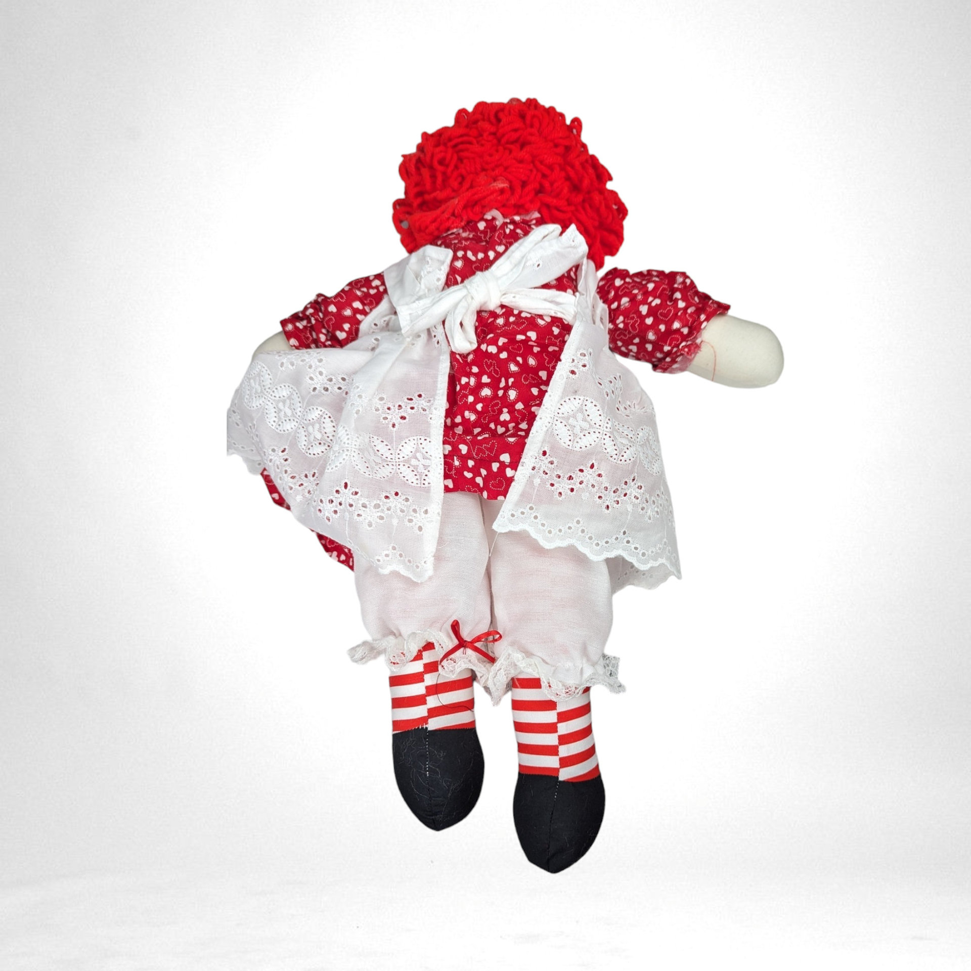 Vintage Handmade Raggedy Ann Plush Doll, 18.5", Collectible Doll, Soft Toy, Nursery Decor, Playroom Decor, Retro Toy