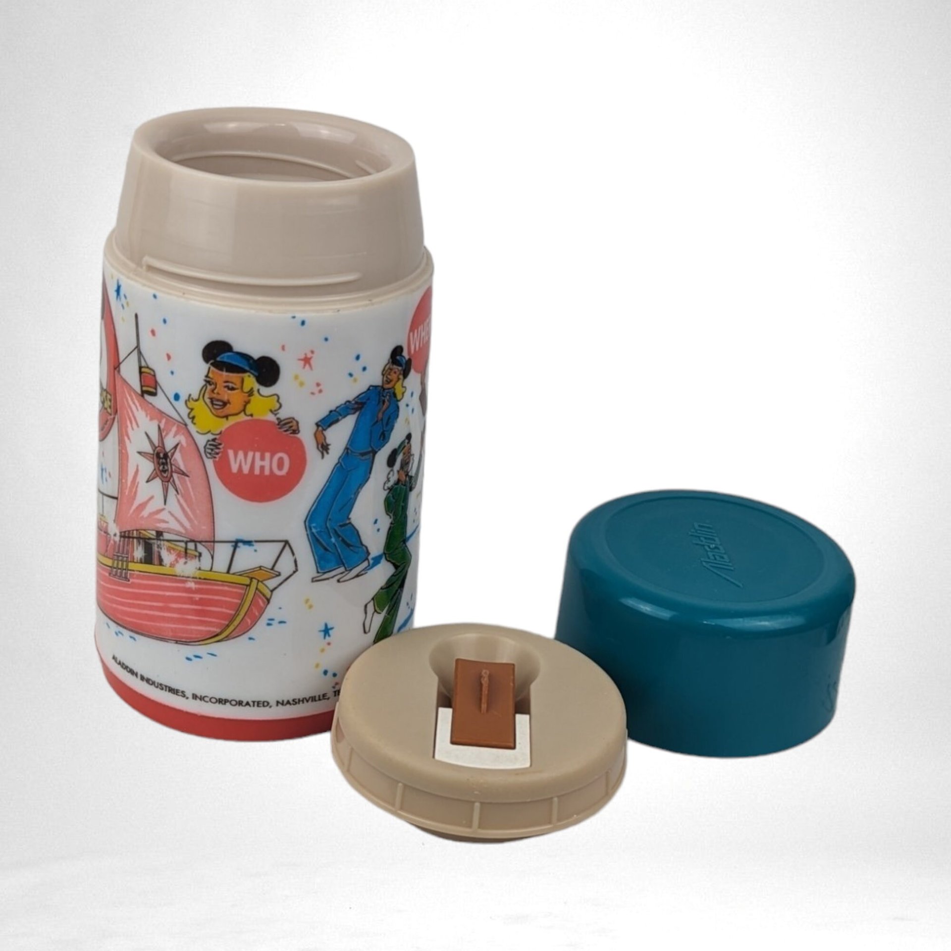 Vintage Aladdin Mickey Mouse Club Thermos, 6.5" Tall, Collectible Disney Thermos, Retro Kids Thermos
