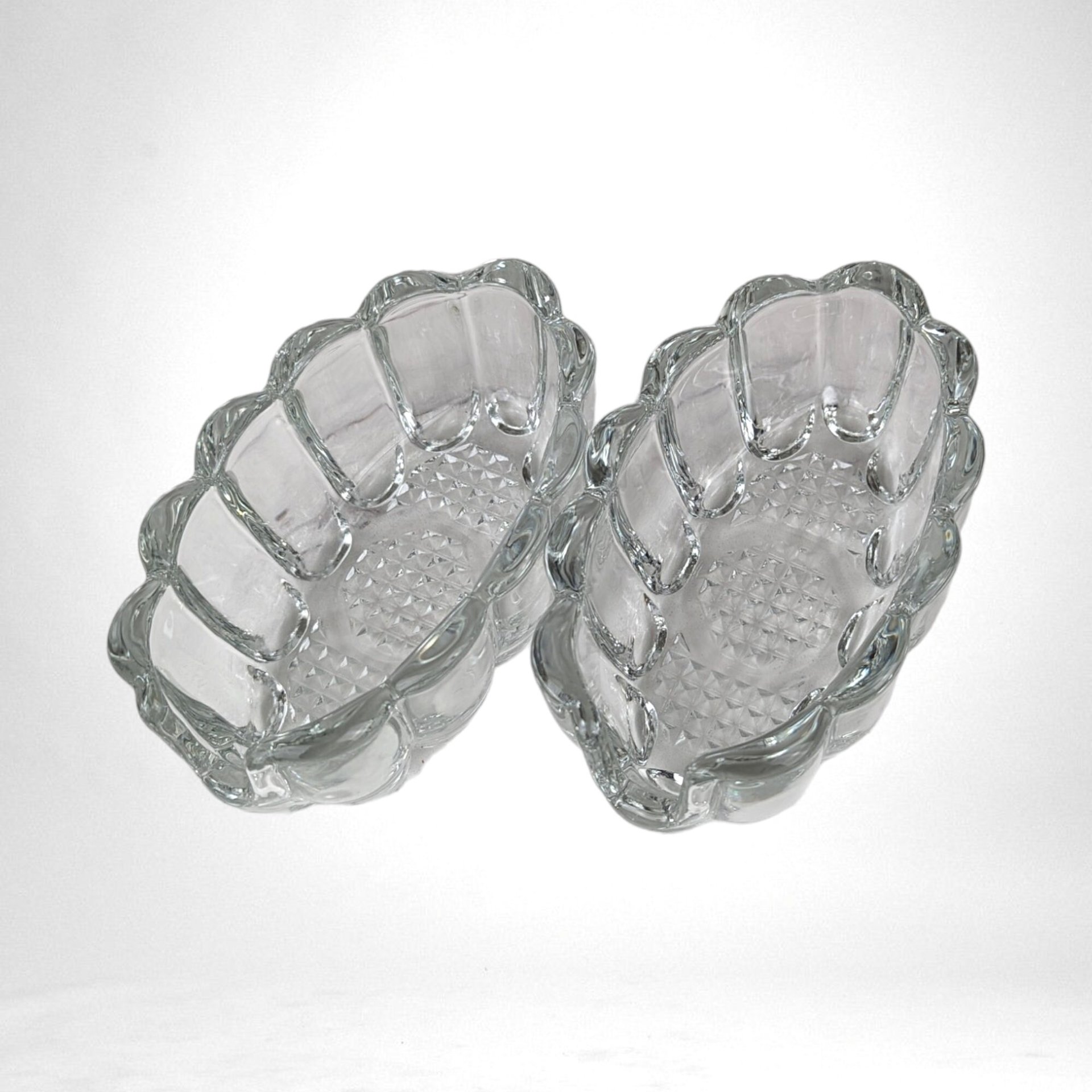 Pair of Vintage Princess House Clear Glass Spoon Holders
