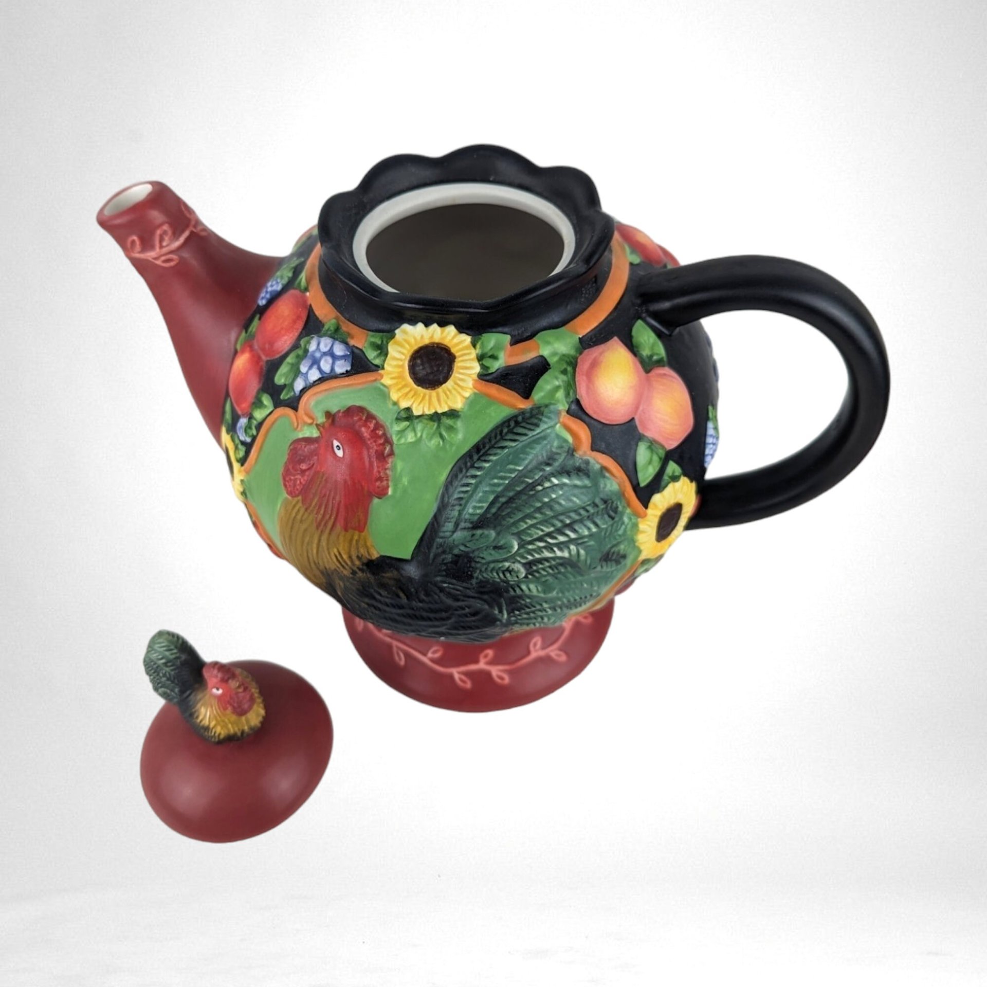 2004 Susan Winget Avignon Morning Rooster Teapot | Vintage Farmhouse Charm for Your Kitchen