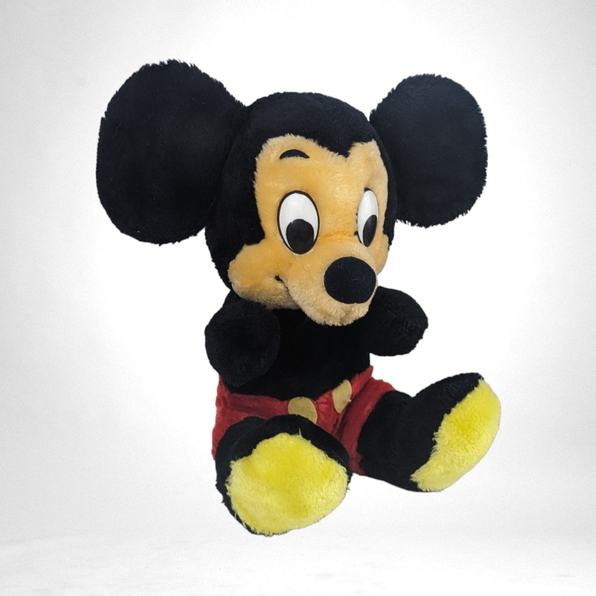 Vintage 1970s Mickey Mouse Plush | Walt Disney Productions Stuffed Animal Toy | Collectible Black Red Yellow Mickey Plush