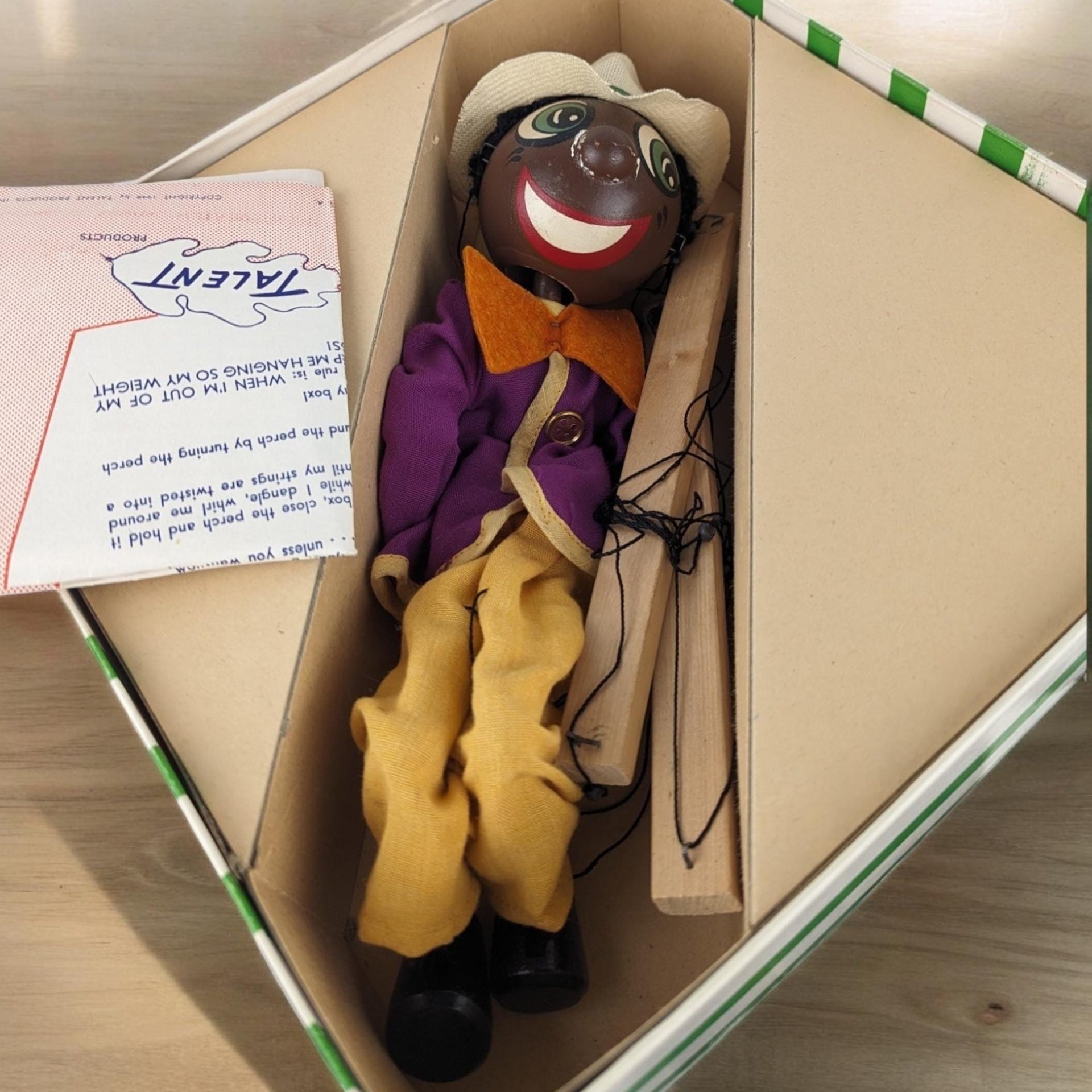 Vintage Effanbee Talentoy "Jambo The Jiver" Marionette Puppet, 1940s Puppet, Collectible Toy,  Dancing Puppet,  Vintage Toy with Box