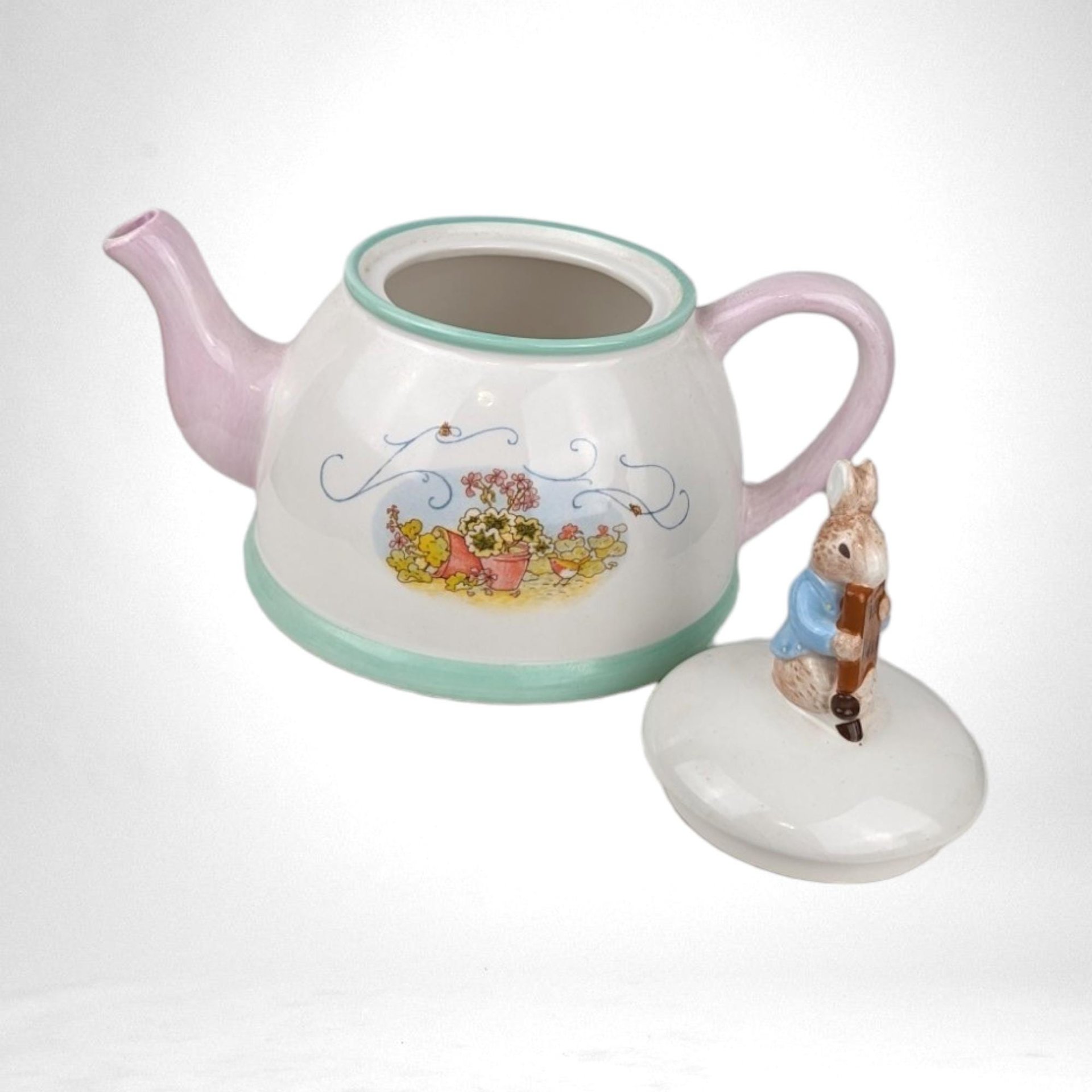 2002 Beatrix Potter Peter Rabbit Teapot | Telefloral Collectible Ceramic Teapot | Charming Nursery Decor | Gift for Rabbit Lovers