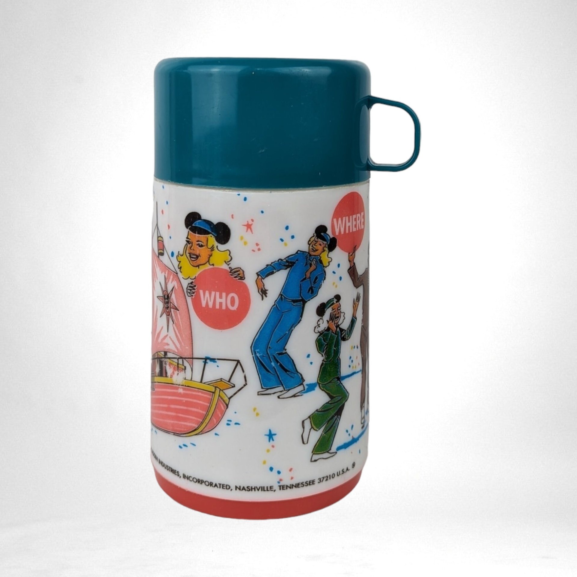Vintage Aladdin Mickey Mouse Club Thermos, 6.5" Tall, Collectible Disney Thermos, Retro Kids Thermos