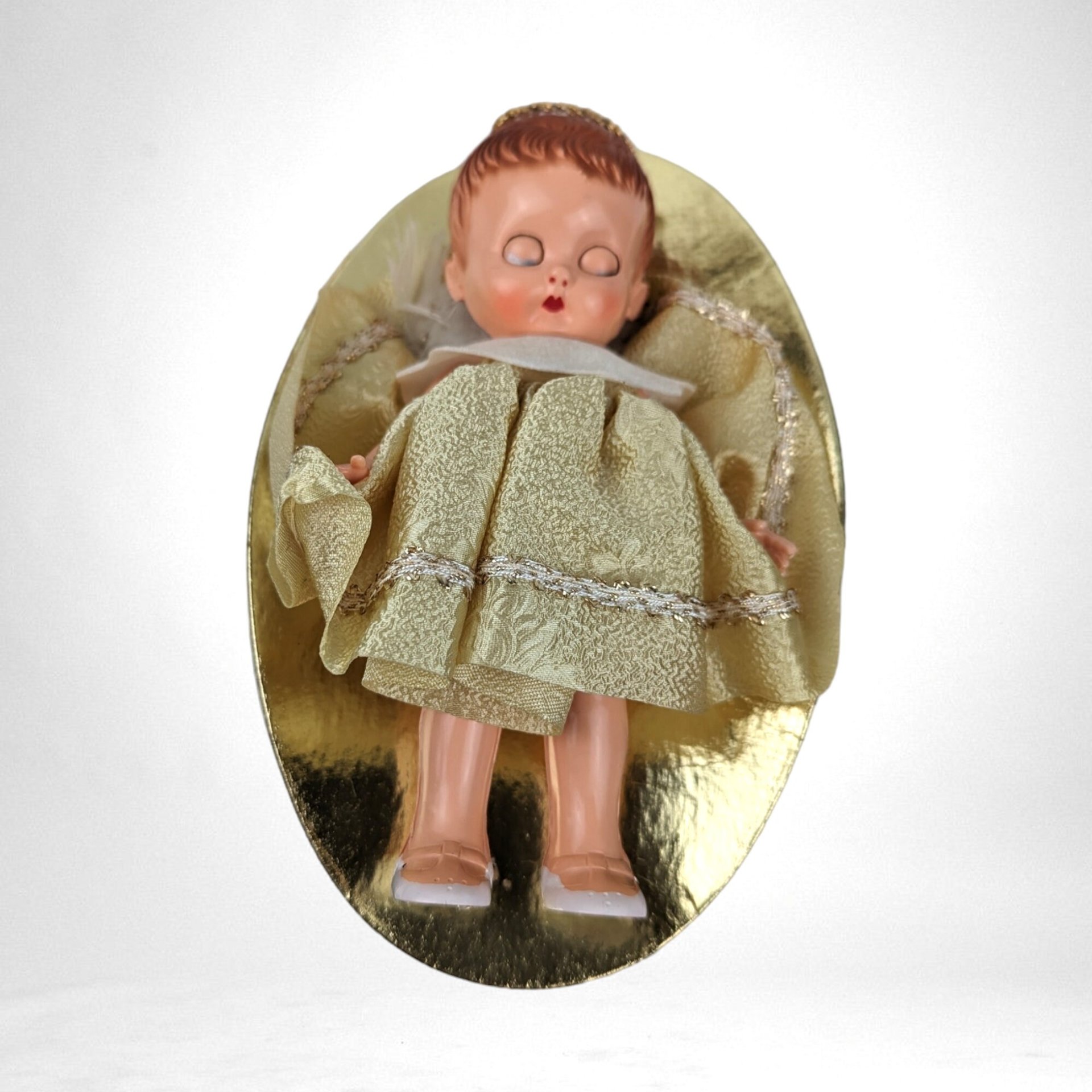 Vintage Sleepy Eye Doll in Yellow Dress, 5.5" Collectible Doll, Doll with Original Packaging,  1960s Doll,  Made in Japan