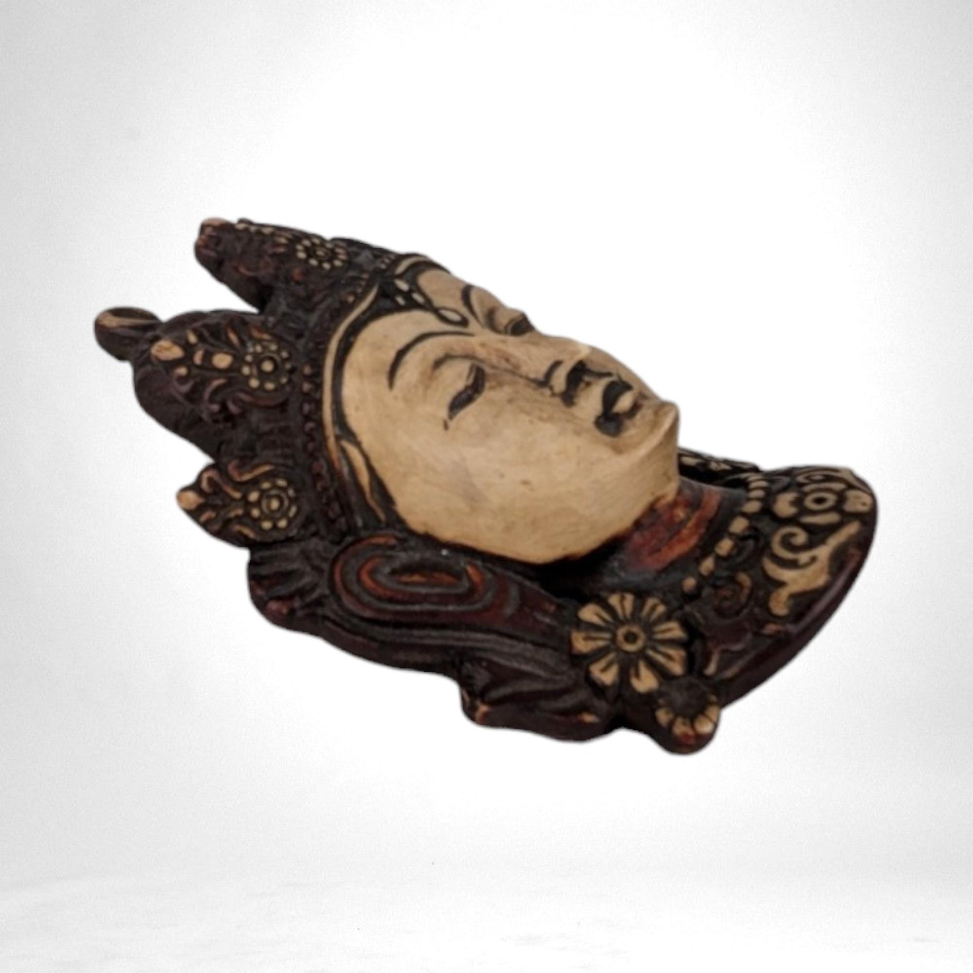 Vintage Green Tara Mask Wall Decor | Ceramic | Tibetan Buddhist Art | Spiritual Decor | 6.5"