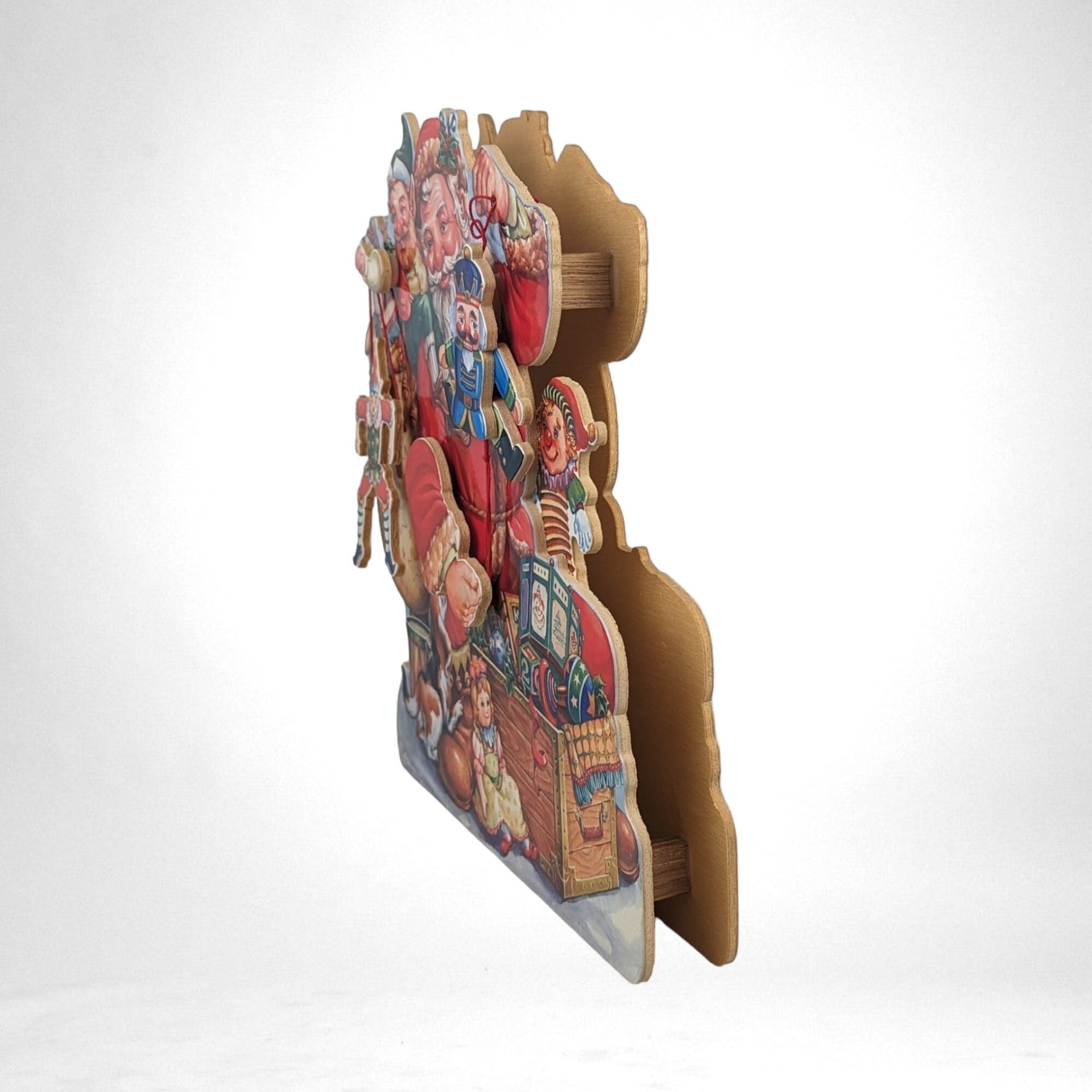 Vintage 11" Wood Musical Santa Display with Motion - Animated Holiday Decor, Christmas Collectible, Festive Home Decoration