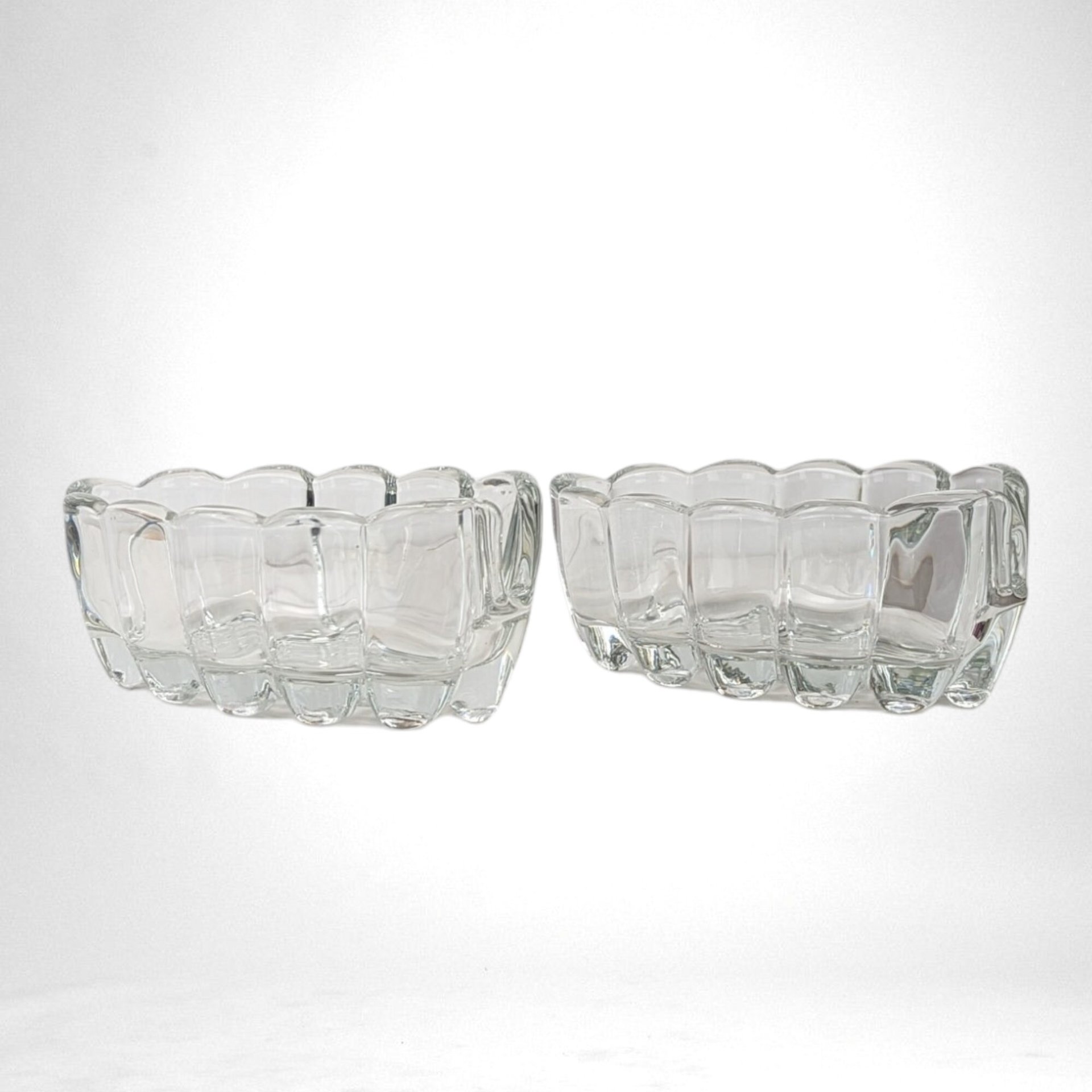 Pair of Vintage Princess House Clear Glass Spoon Holders