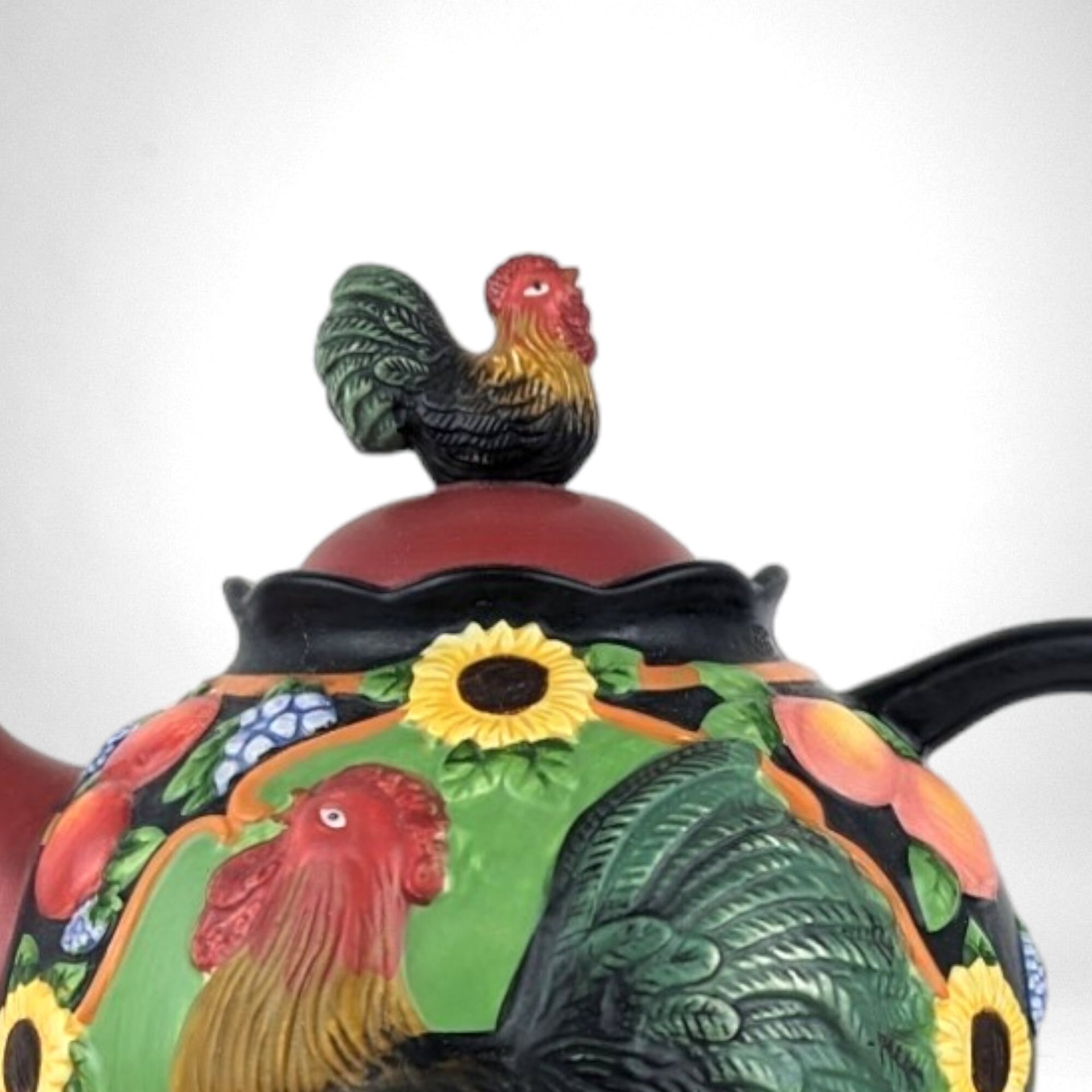 2004 Susan Winget Avignon Morning Rooster Teapot | Vintage Farmhouse Charm for Your Kitchen