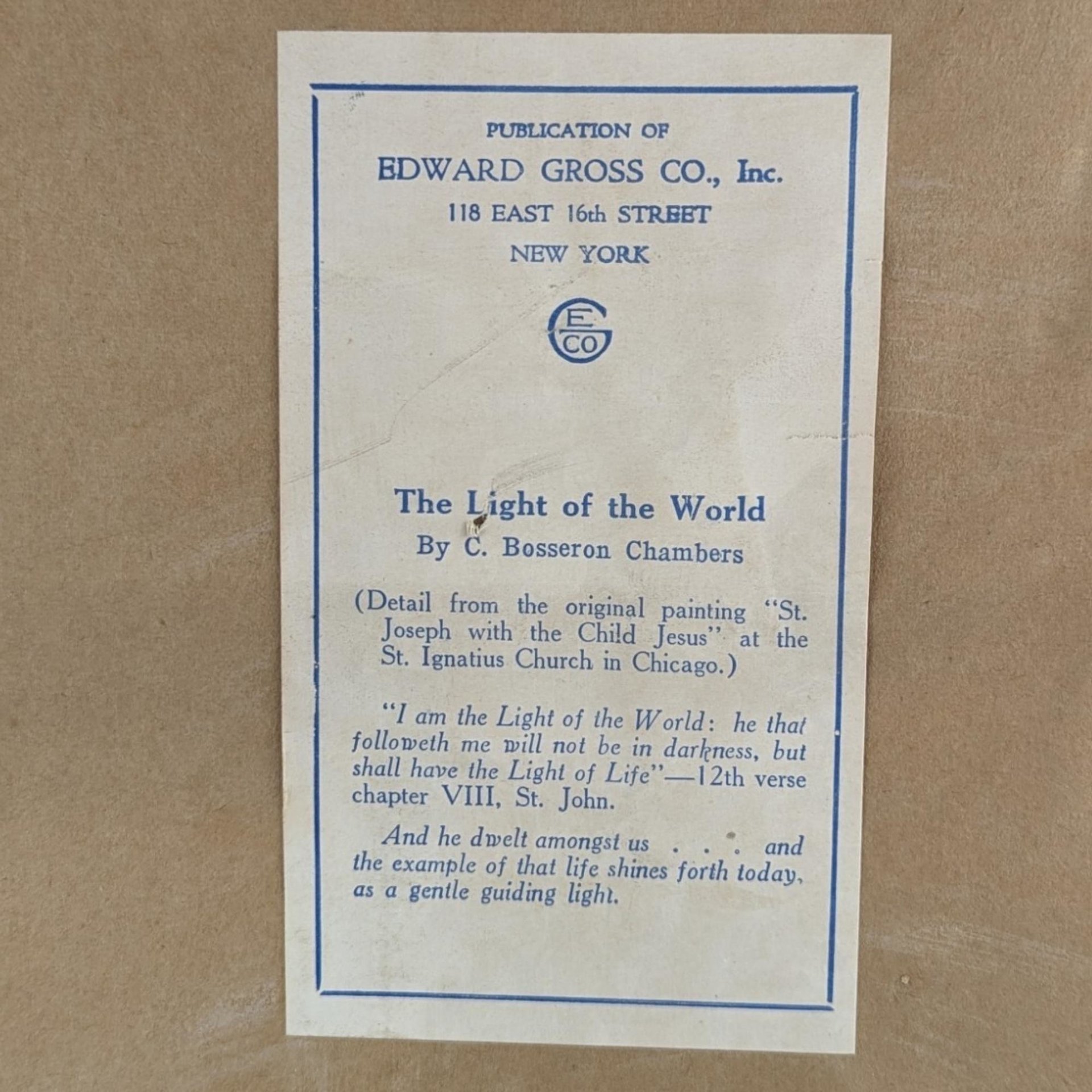 C. Bosseron Chambers Art | "Light of the World" Framed Print | Vintage