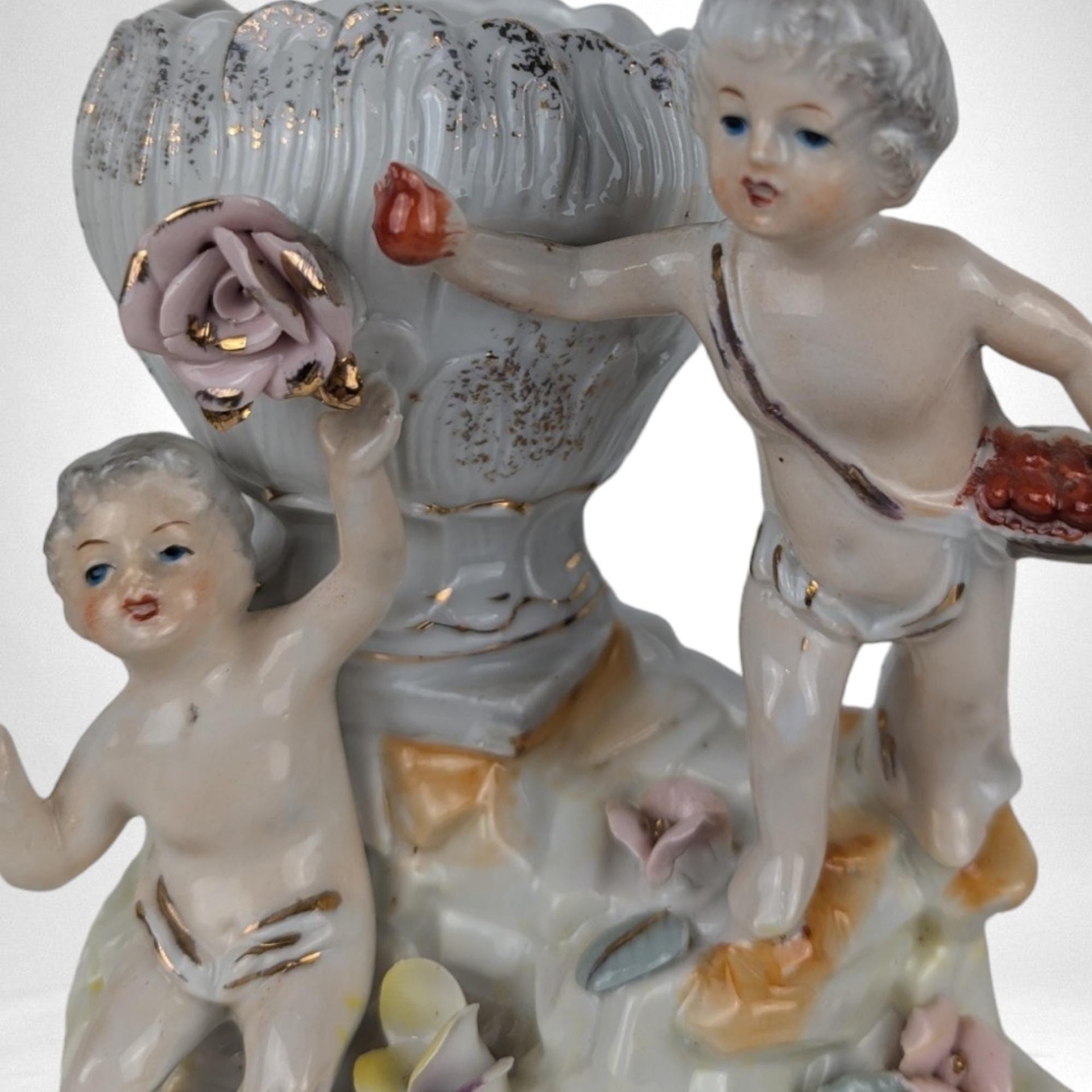 Vintage Porcelain Cherub Planter Vase