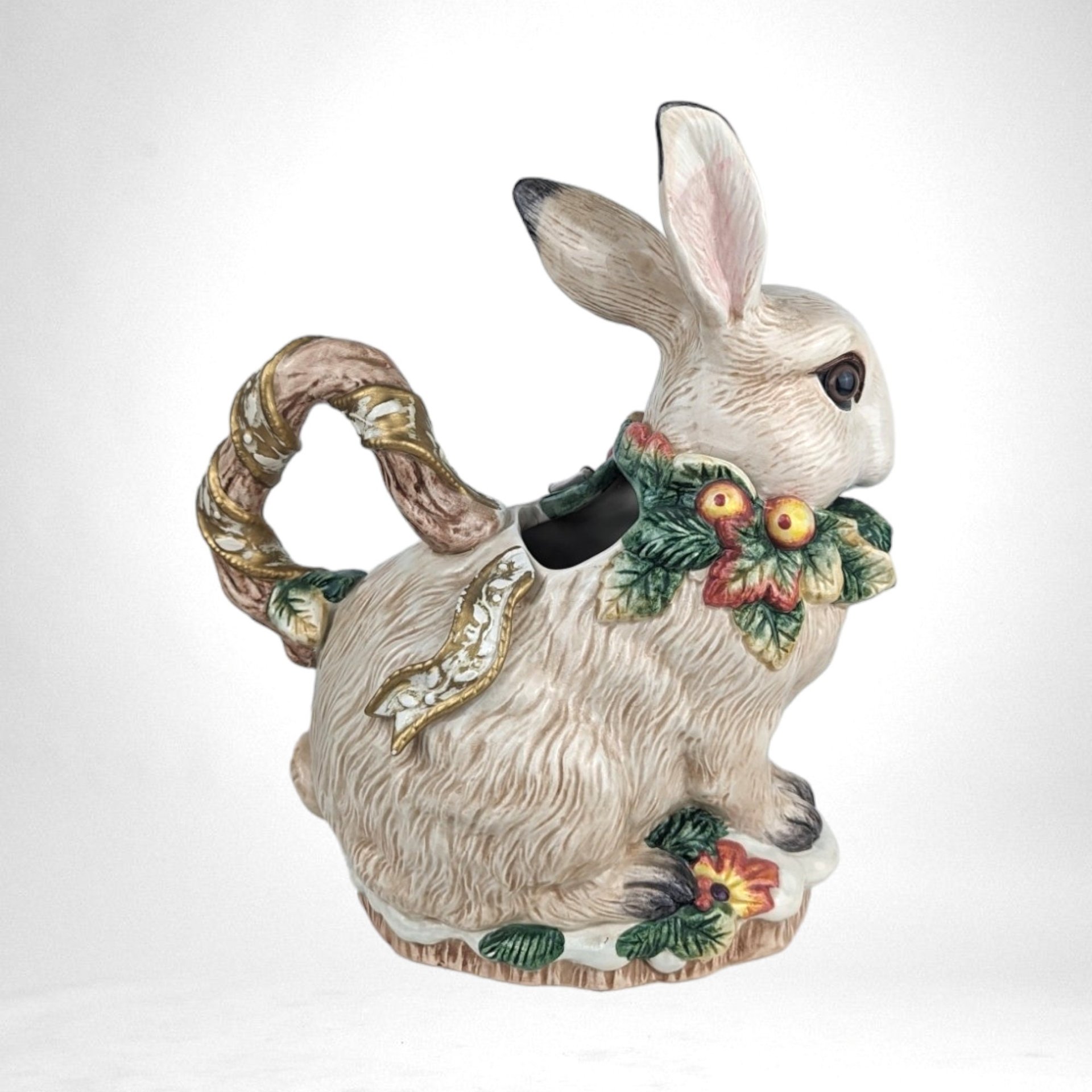 1996 Fitz & Floyd Snowy Woods Bunny Teapot with No Lid
